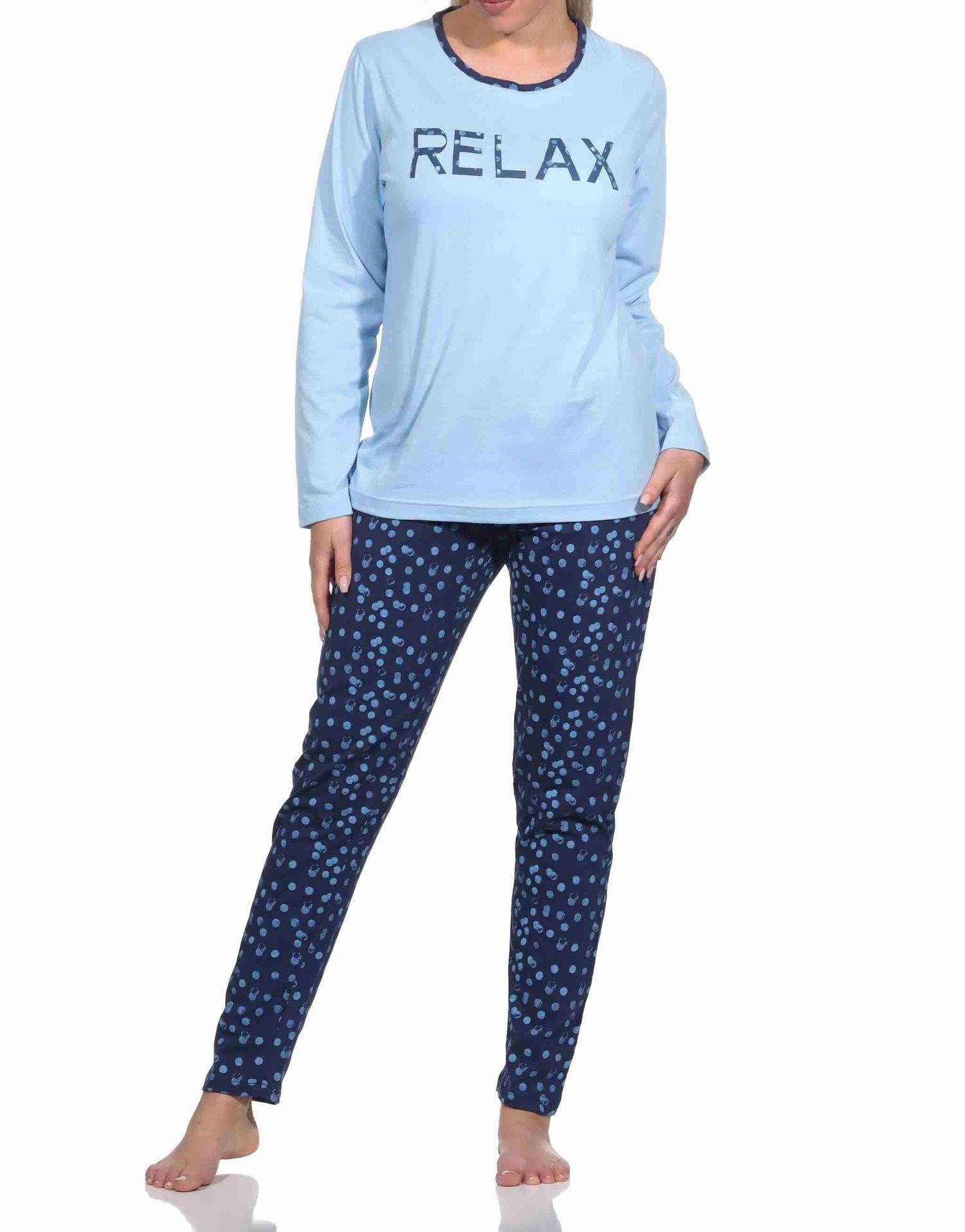 Damen Pyjama Schlafanzug lang in Tupfenoptik Damen Pyjama Schlafanzug lang in Tupfenoptik