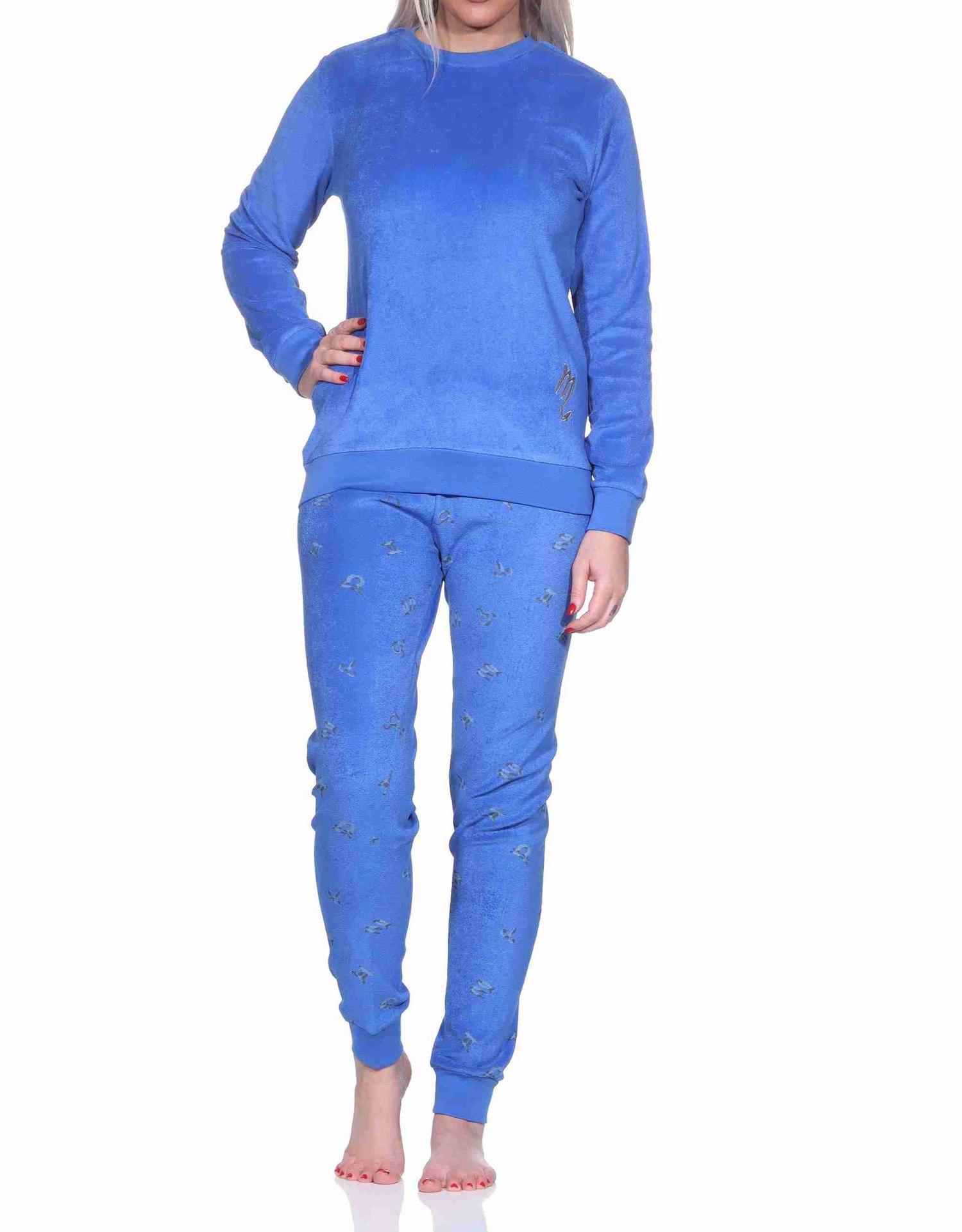 Damen Frottee Schlafanzug langarm Pyjama mit Bündchen - auch in Übergrössen Damen Frottee Schlafanzug langarm Pyjama mit Bündchen - auch in Übergrössen