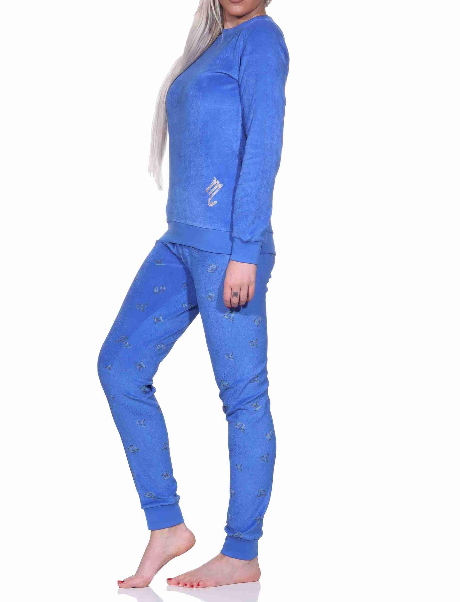 Damen Frottee Schlafanzug langarm Pyjama mit Bündchen - auch in Übergrössen Damen Frottee Schlafanzug langarm Pyjama mit Bündchen - auch in Übergrössen