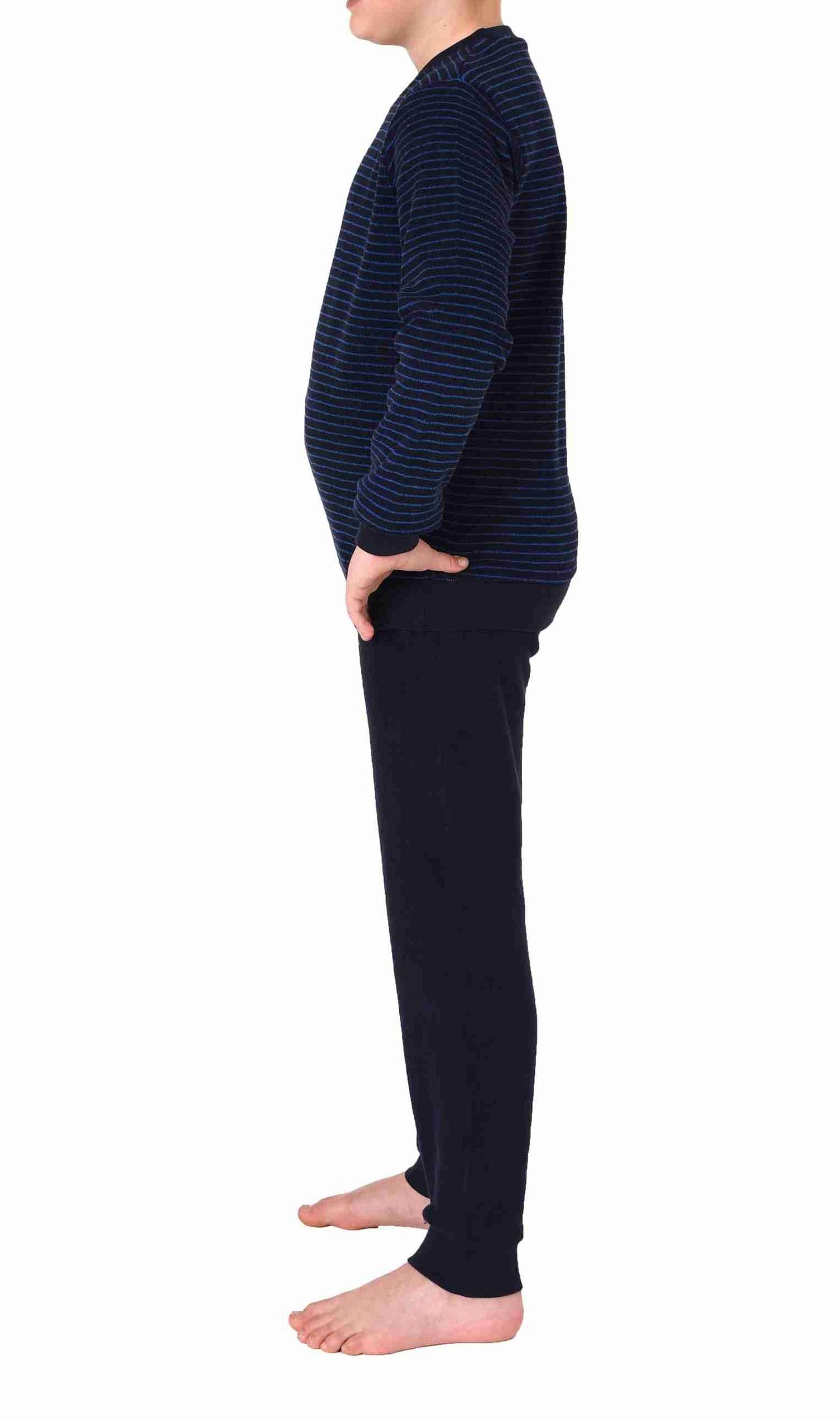 Kuscheliger Jungen langarm Frottee Schlafanzug Pyjama mit Bündchen Kuscheliger Jungen langarm Frottee Schlafanzug Pyjama mit Bündchen