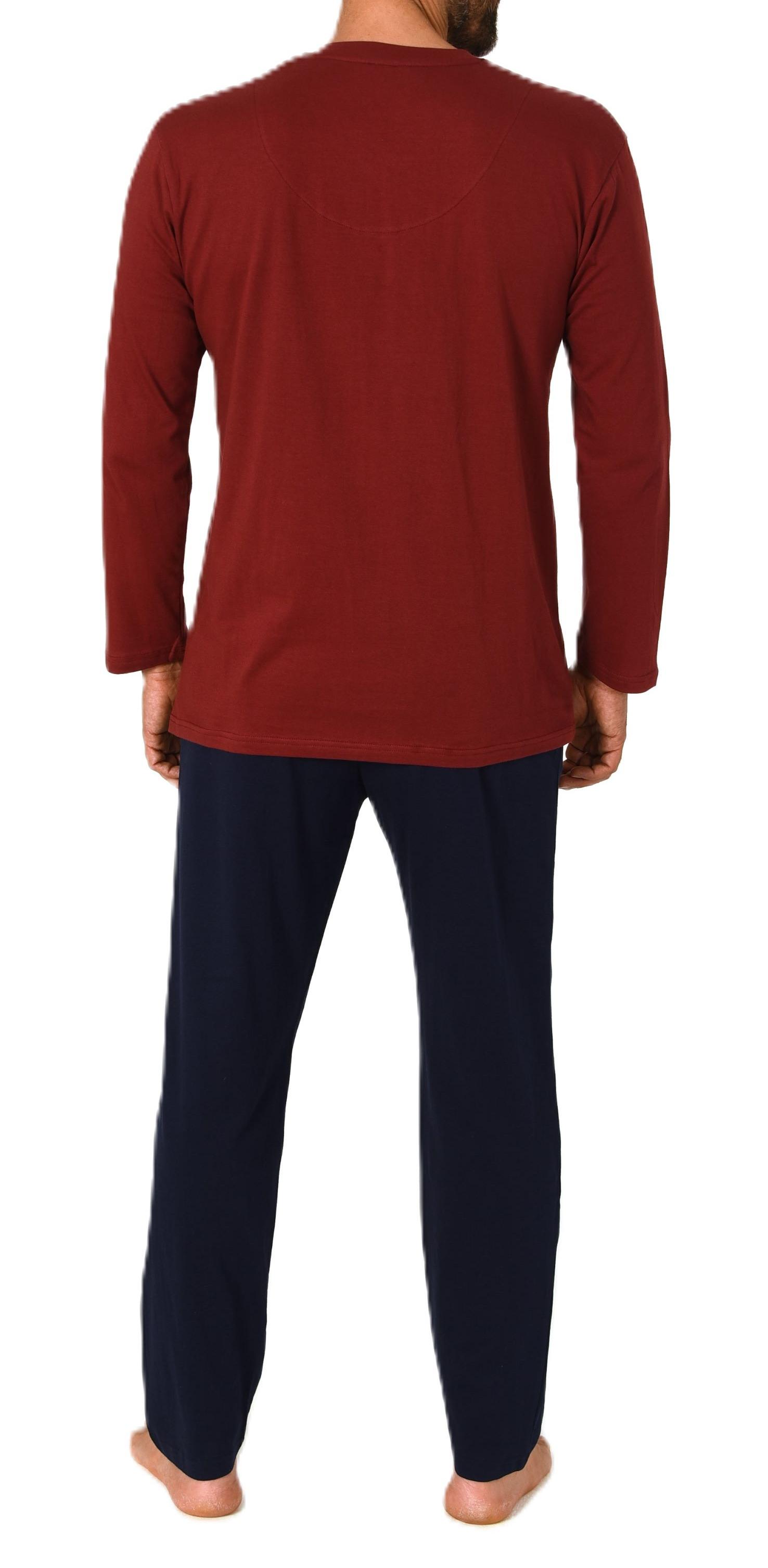 Eleganter Herren Schlafanzug langarm Pyjama mit Frontprint auch in Übergrössen Eleganter Herren Schlafanzug langarm Pyjama mit Frontprint auch in Übergrössen