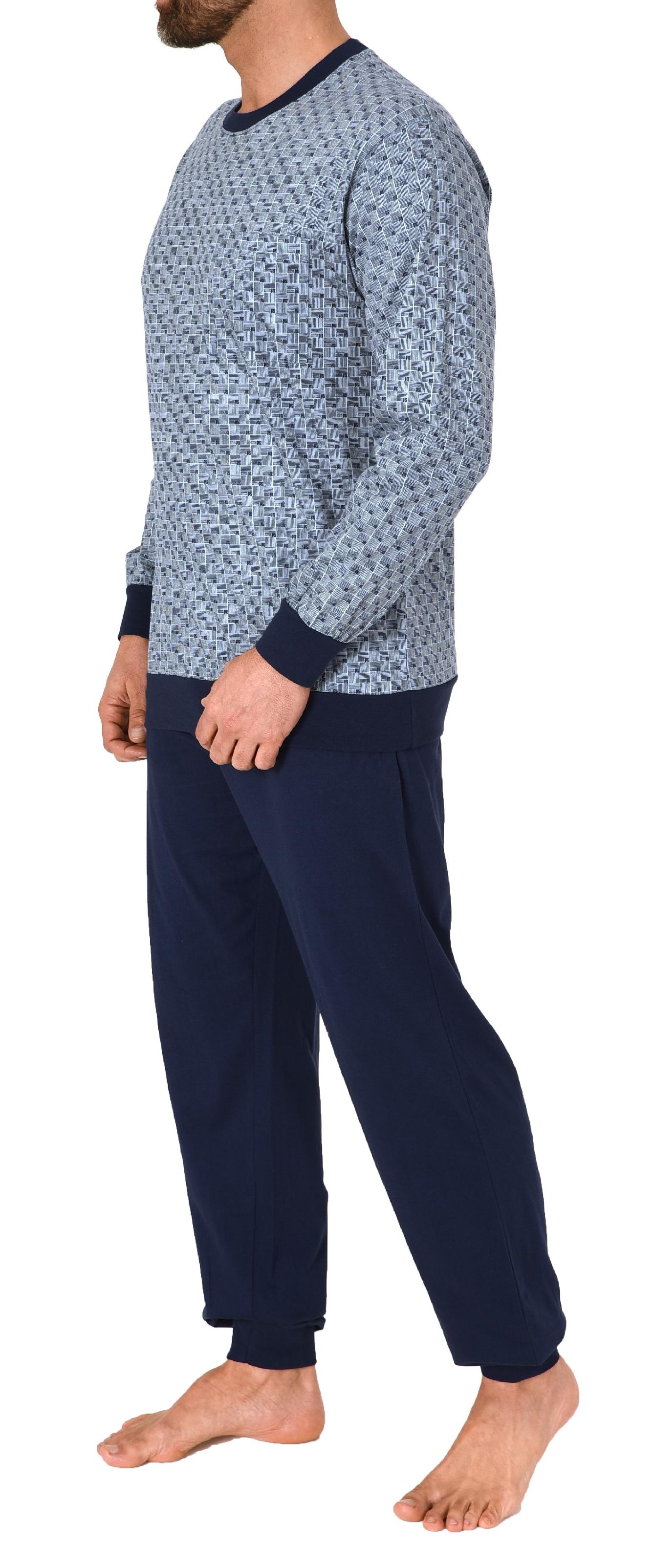 Normann Herren Langarm Schlafanzug Pyjama mit Bündchen im eleganten Minimalprint - 123 101 90 511 Normann Herren Langarm Schlafanzug Pyjama mit Bündchen im eleganten Minimalprint