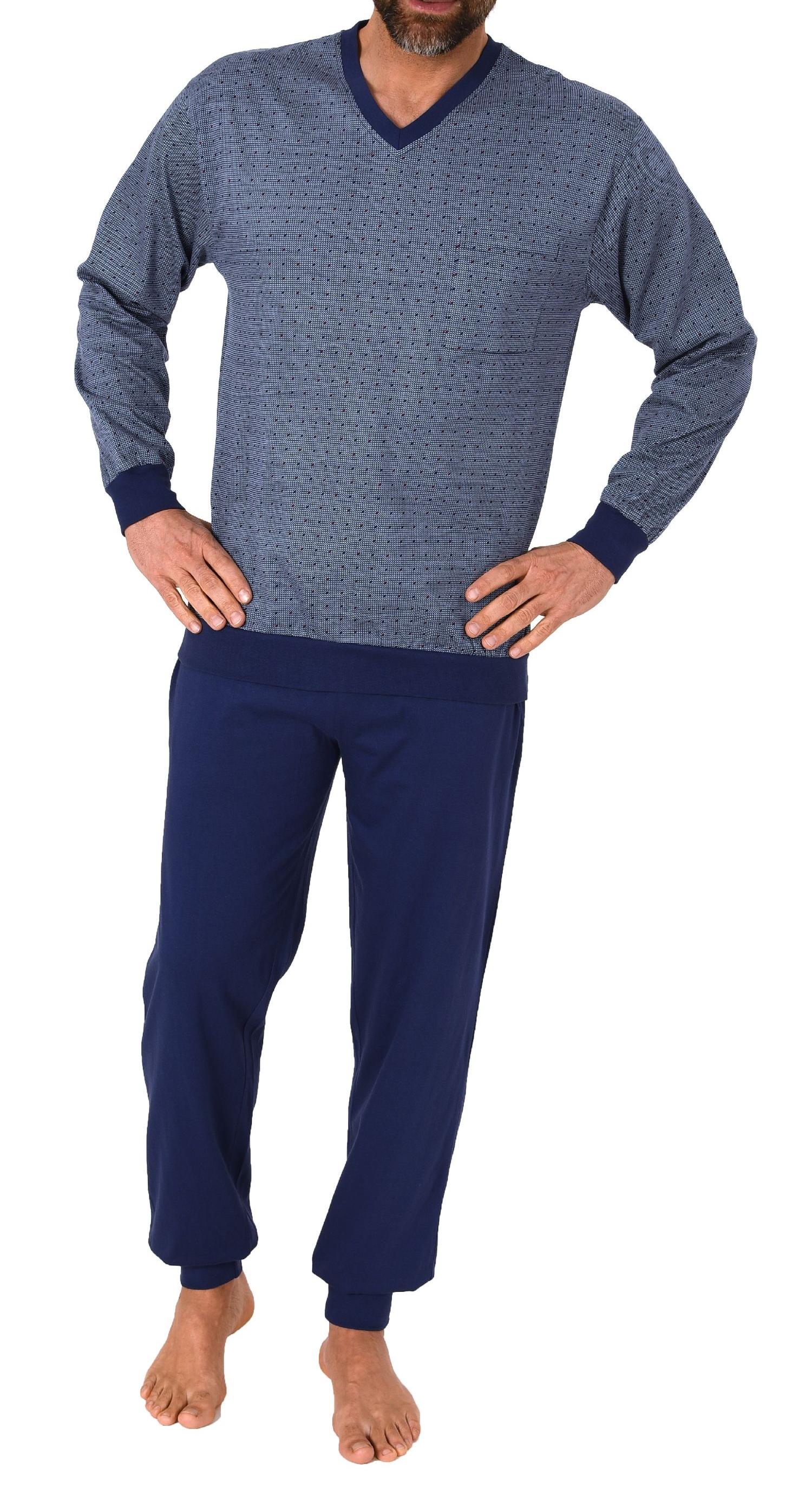 Herren langarm Schlafanzug mit Bündchen Pyjama in einer edlen Optik – auch in Übergrössen Herren langarm Schlafanzug mit Bündchen Pyjama in einer edlen Optik – auch in Übergrössen