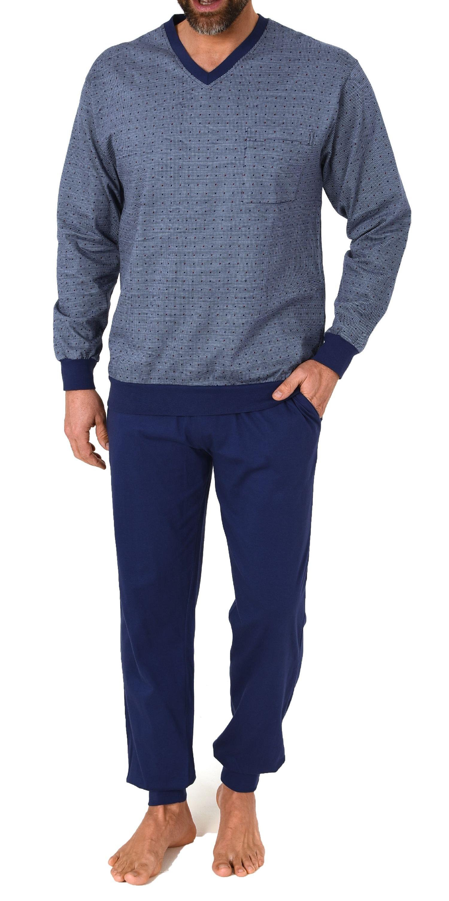 Herren langarm Schlafanzug mit Bündchen Pyjama in einer edlen Optik – auch in Übergrössen - 123 101 90 518 Herren langarm Schlafanzug mit Bündchen Pyjama in einer edlen Optik – auch in Übergrössen