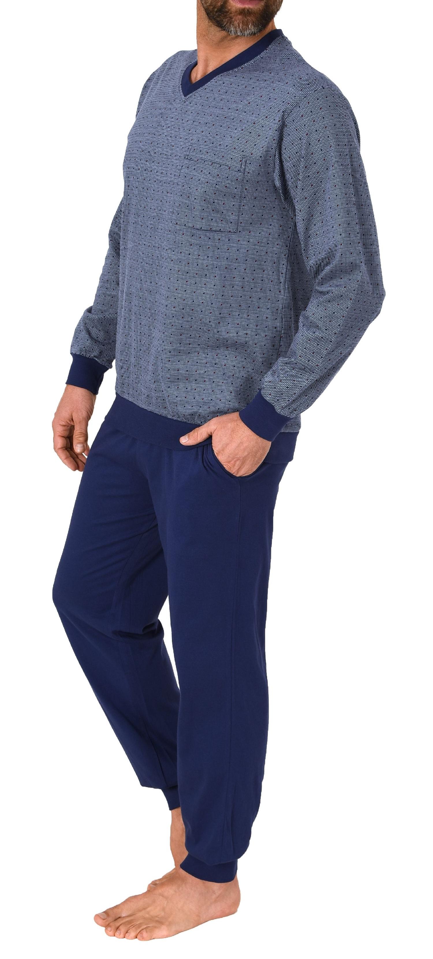 Herren langarm Schlafanzug mit Bündchen Pyjama in einer edlen Optik – auch in Übergrössen - 123 101 90 518 Herren langarm Schlafanzug mit Bündchen Pyjama in einer edlen Optik – auch in Übergrössen