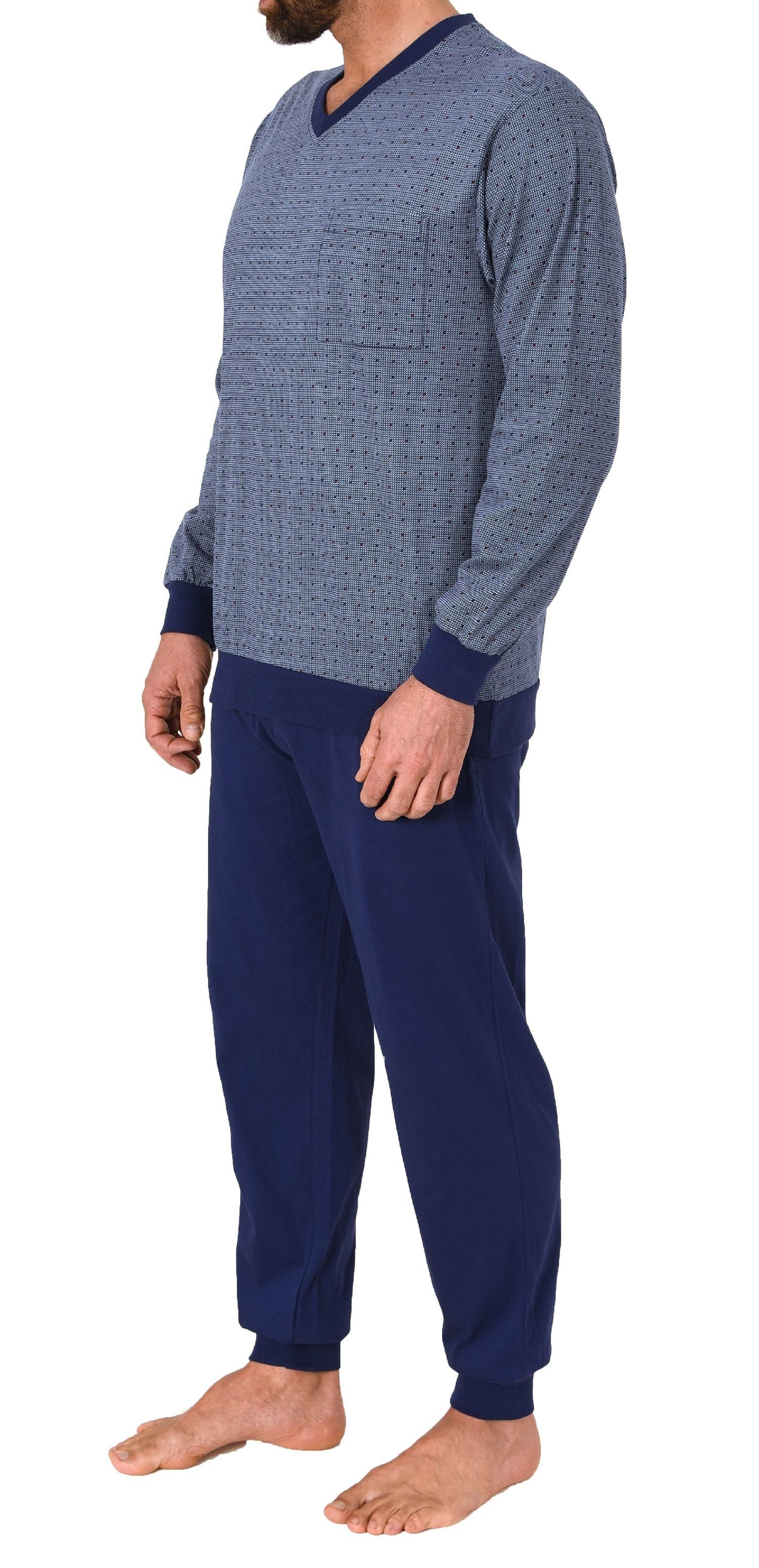 Herren langarm Schlafanzug mit Bündchen Pyjama in einer edlen Optik – auch in Übergrössen - 123 101 90 518 Herren langarm Schlafanzug mit Bündchen Pyjama in einer edlen Optik – auch in Übergrössen