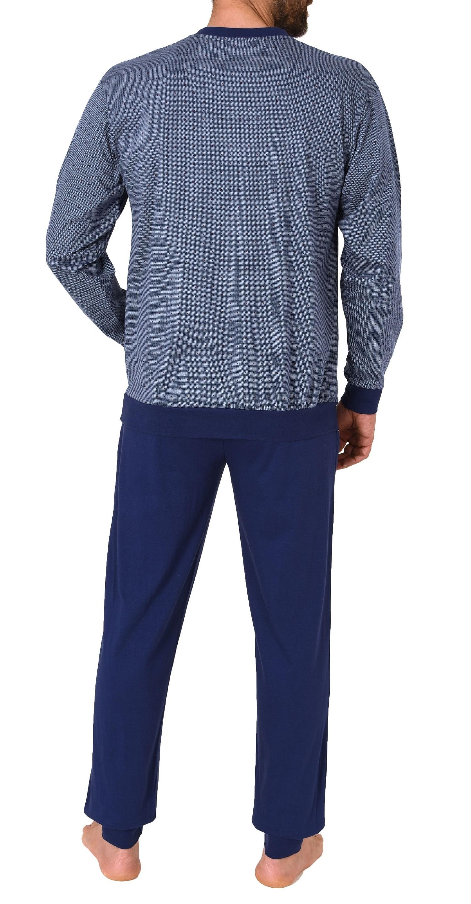 Herren langarm Schlafanzug mit Bündchen Pyjama in einer edlen Optik – auch in Übergrössen - 123 101 90 518 Herren langarm Schlafanzug mit Bündchen Pyjama in einer edlen Optik – auch in Übergrössen