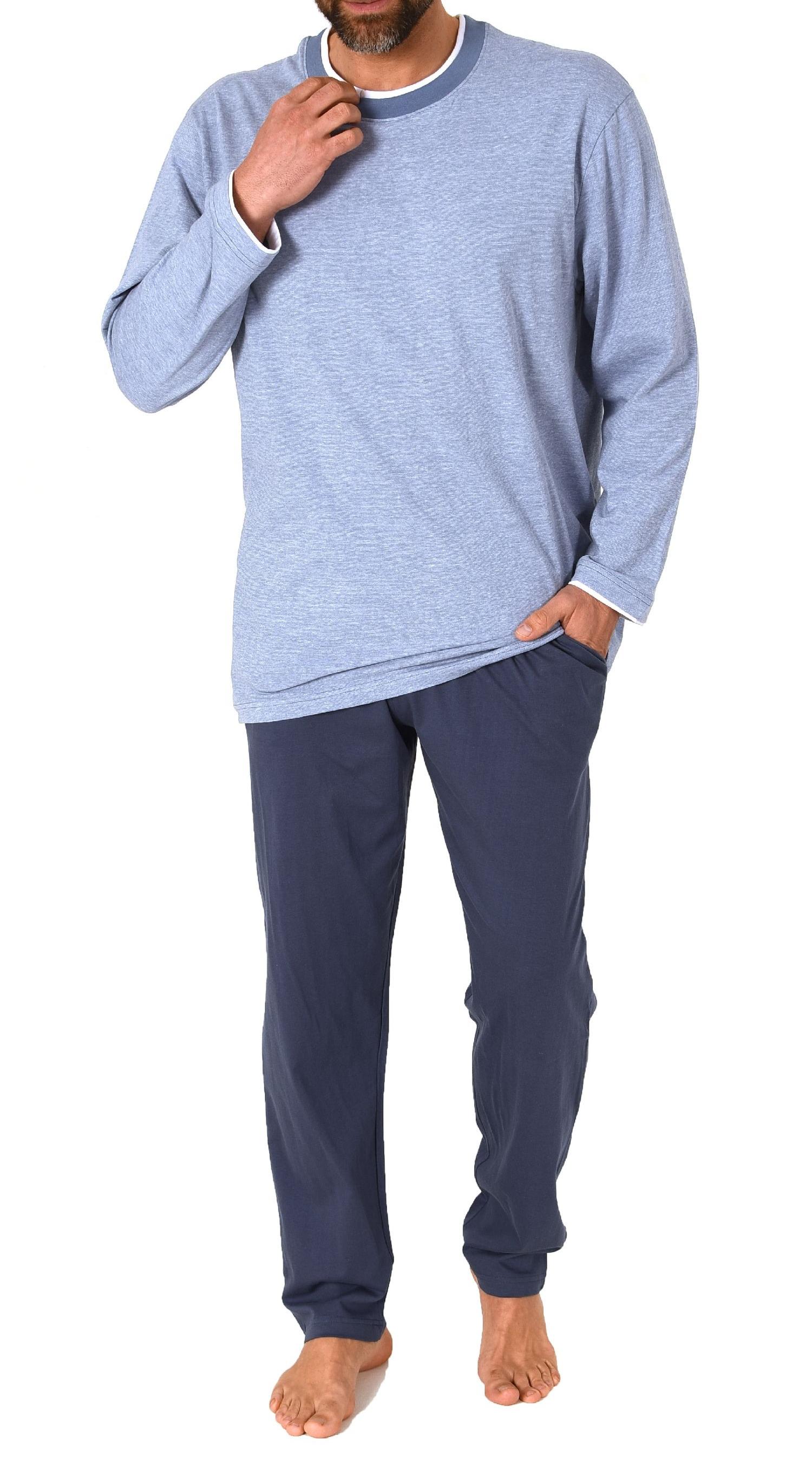 Lässiger Herren langarm Schlafanzug Pyjama in chilliger Optik - auch in Übergrössen