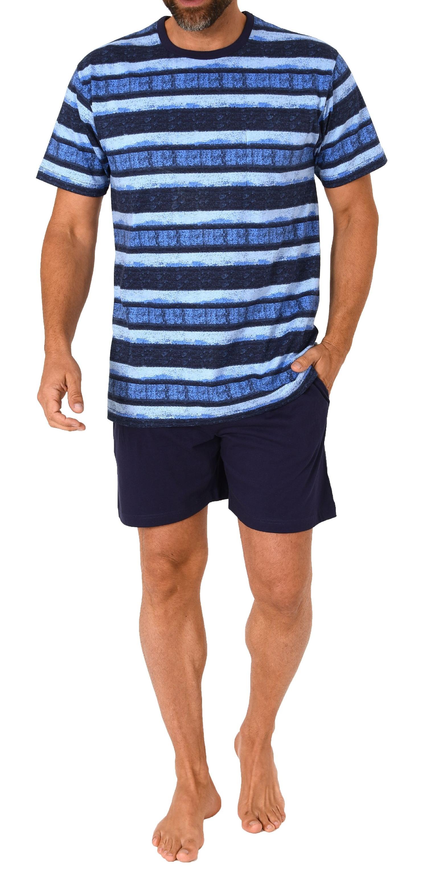 Normann Herren kurzarm Schlafanzug Shorty Pyjama in lässig anmutender Streifenoptik Normann Herren kurzarm Schlafanzug Shorty Pyjama in lässig anmutender Streifenoptik