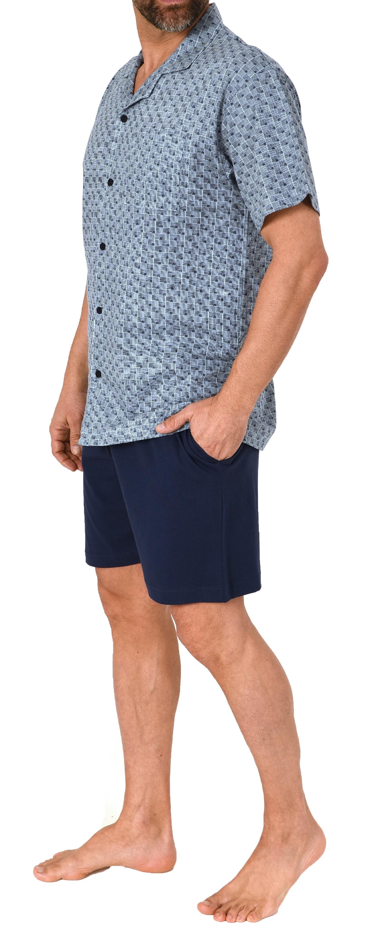Normann Herren kurzarm Schlafanzug Shorty Pyjama zum durchknöpfen, auch in Übergrössen