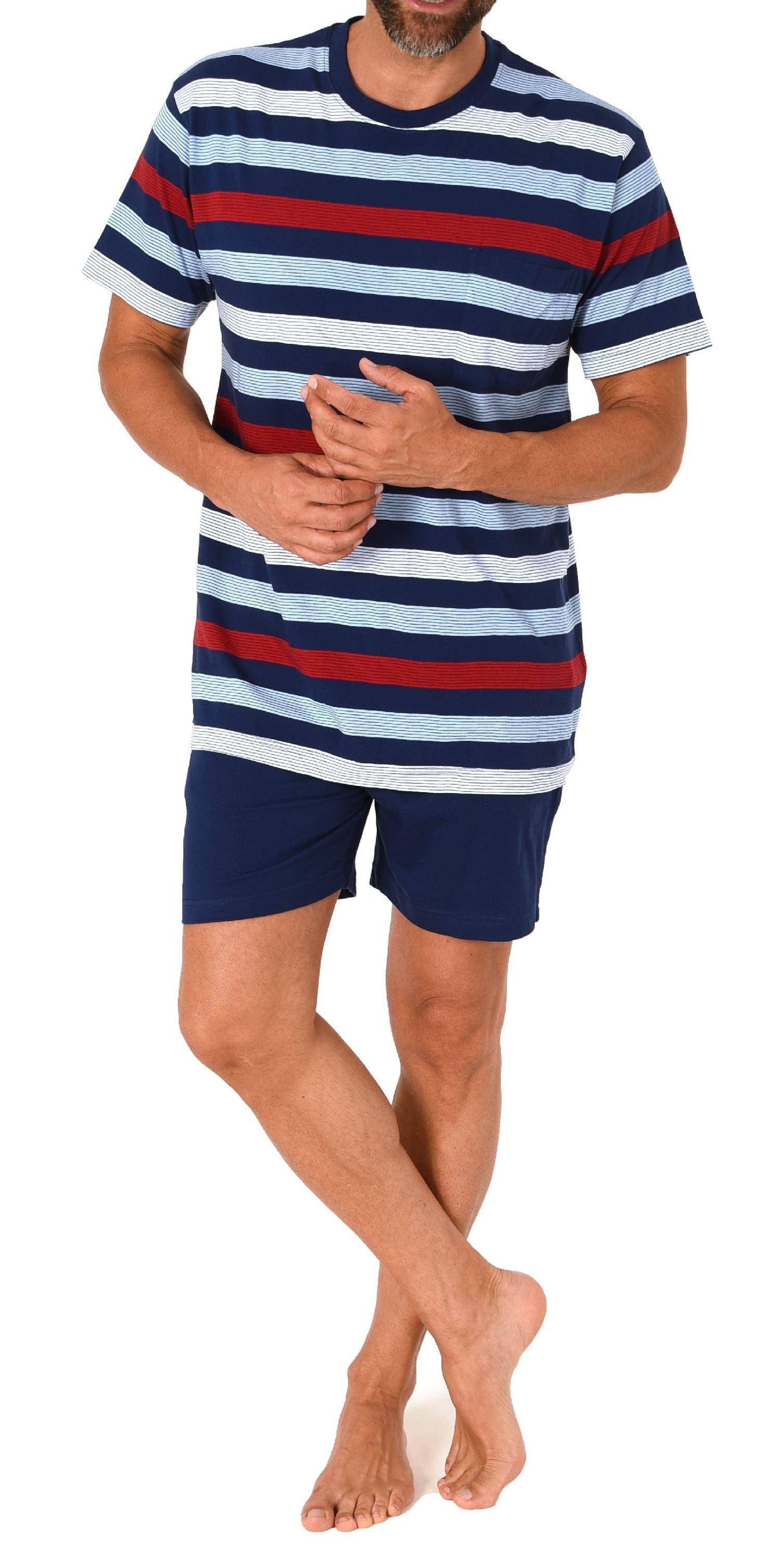 Herren Schlafanzug kurzarm Shorty Pyjama in einer tollen Streifenoptik - 123 105 90 516 Herren Schlafanzug kurzarm Shorty Pyjama in einer tollen Streifenoptik