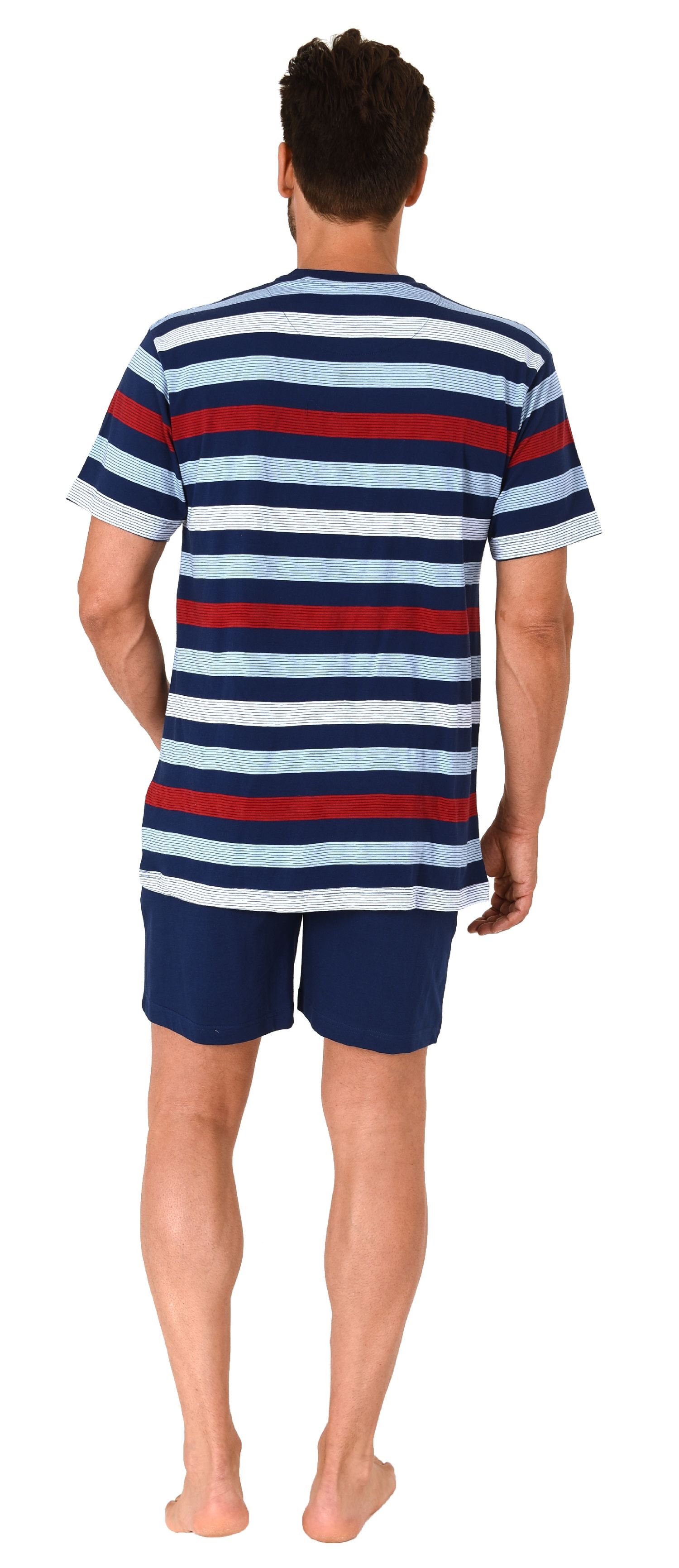 Herren Schlafanzug kurzarm Shorty Pyjama in einer tollen Streifenoptik - 123 105 90 516 Herren Schlafanzug kurzarm Shorty Pyjama in einer tollen Streifenoptik