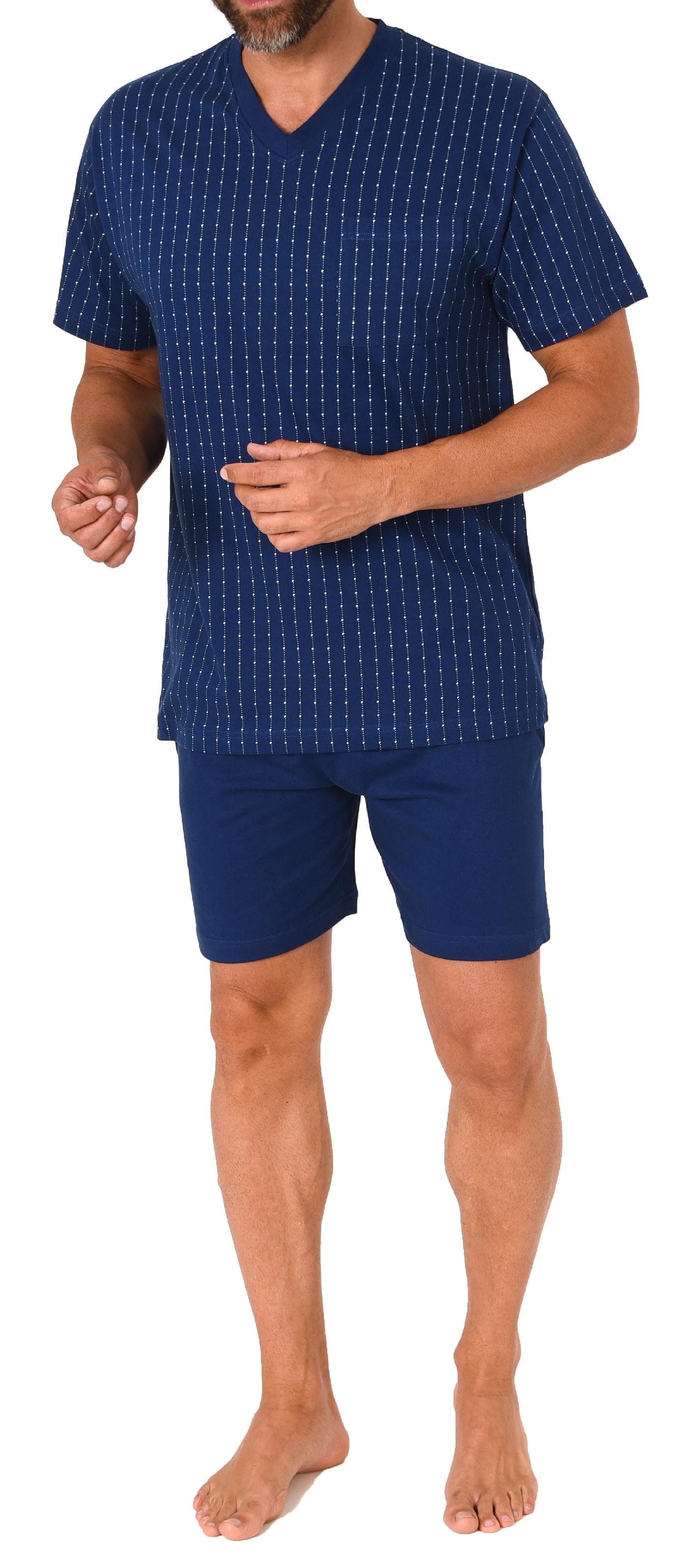 Normann Herren Schlafanzug Kurzarm Shorty Pyjama – Streifenoptik