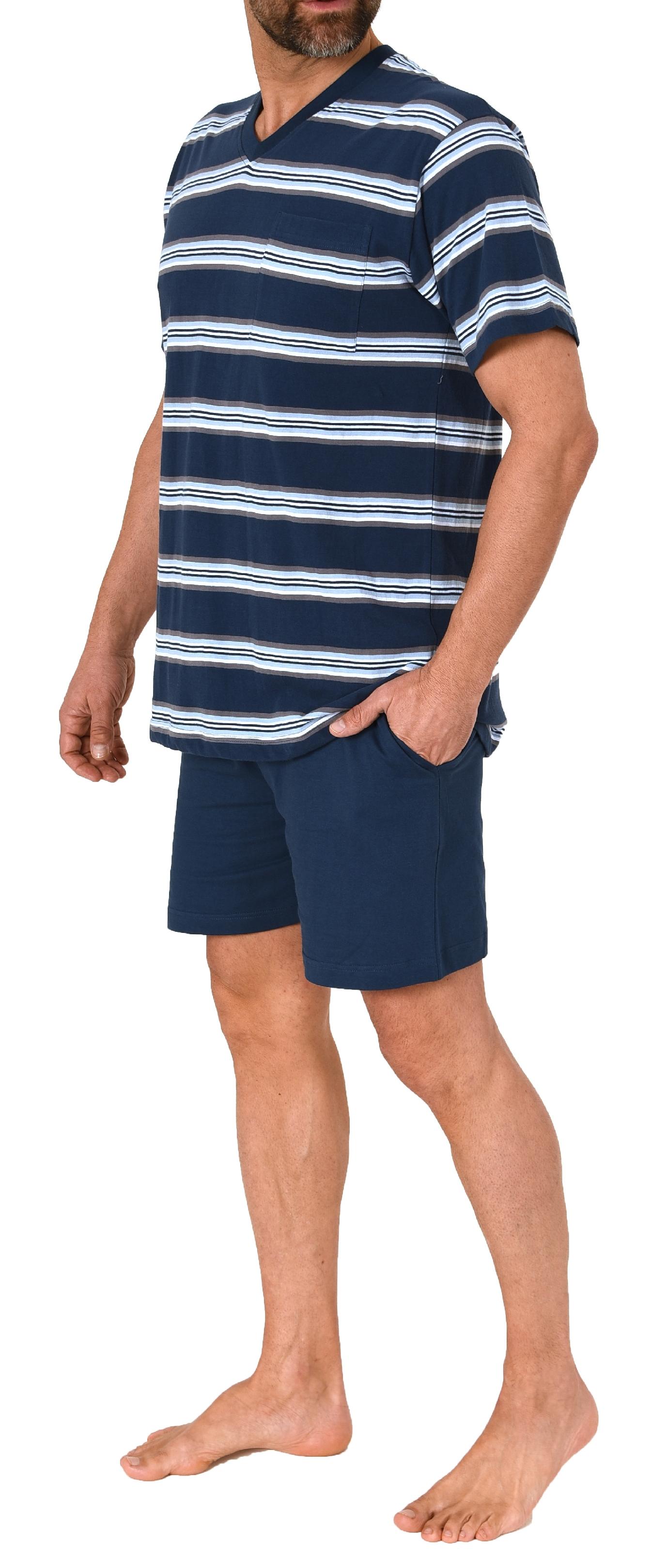 Normann Herren Kurzarm Schlafanzug Shorty Pyjama in wunderschöner Streifenoptik