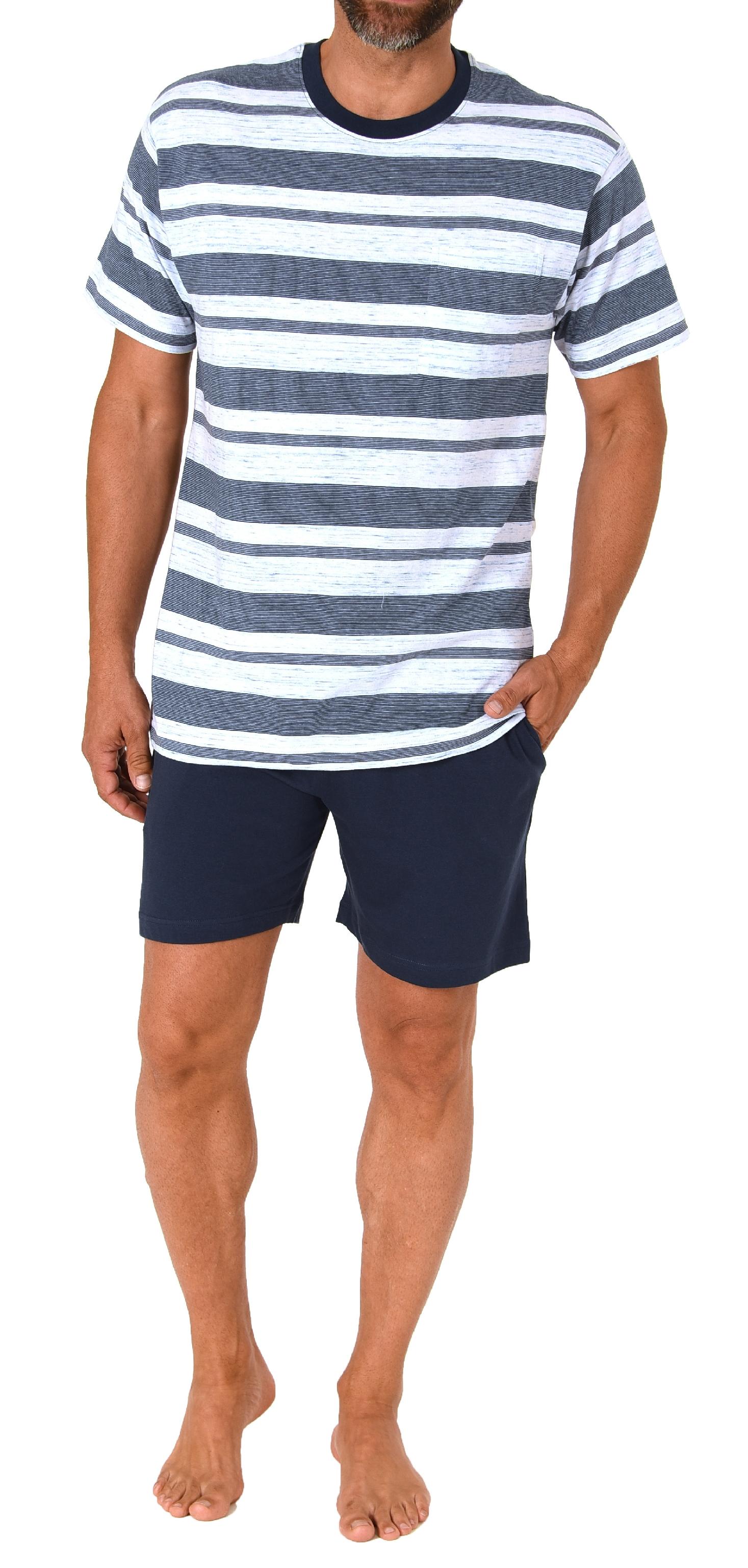Normann Herren Kurzarm Schlafanzug Shorty Pyjama in edler melange Streifenoptik Normann Herren Kurzarm Schlafanzug Shorty Pyjama in edler melange Streifenoptik