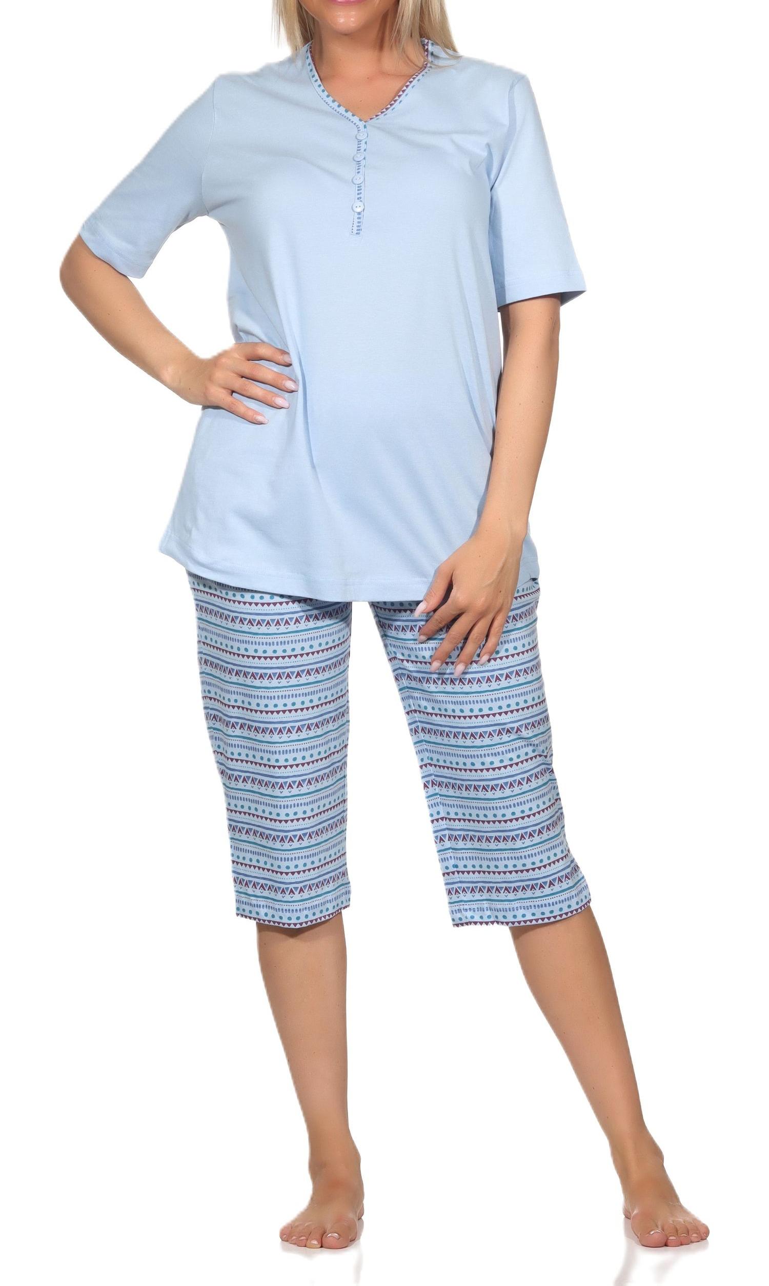 Normann Damen kurzarm Capri Schlafanzug Pyjama im Ethnolook - auch in Übergrössen Normann Damen kurzarm Capri Schlafanzug Pyjama im Ethnolook - auch in Übergrössen