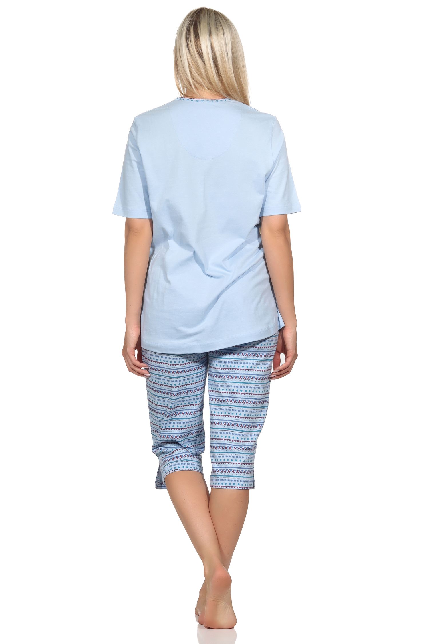 Normann Damen kurzarm Capri Schlafanzug Pyjama im Ethnolook - auch in Übergrössen Normann Damen kurzarm Capri Schlafanzug Pyjama im Ethnolook - auch in Übergrössen