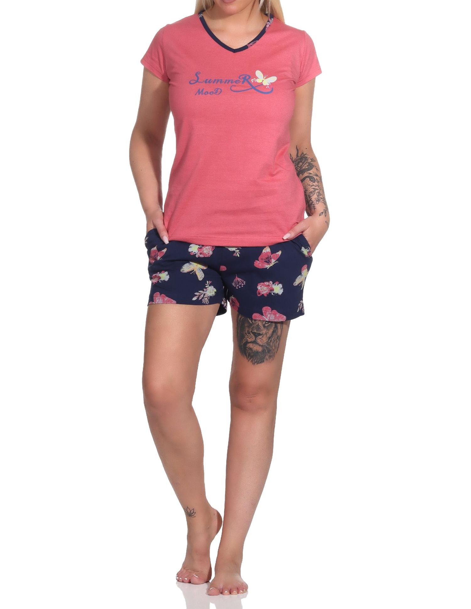 Normann Damen kurzarm Shorty Schlafanzug mit Schmetterling als Motiv - auch in Übergrössen - 123 205 90 630 Normann Damen kurzarm Shorty Schlafanzug mit Schmetterling als Motiv - auch in Übergrössen