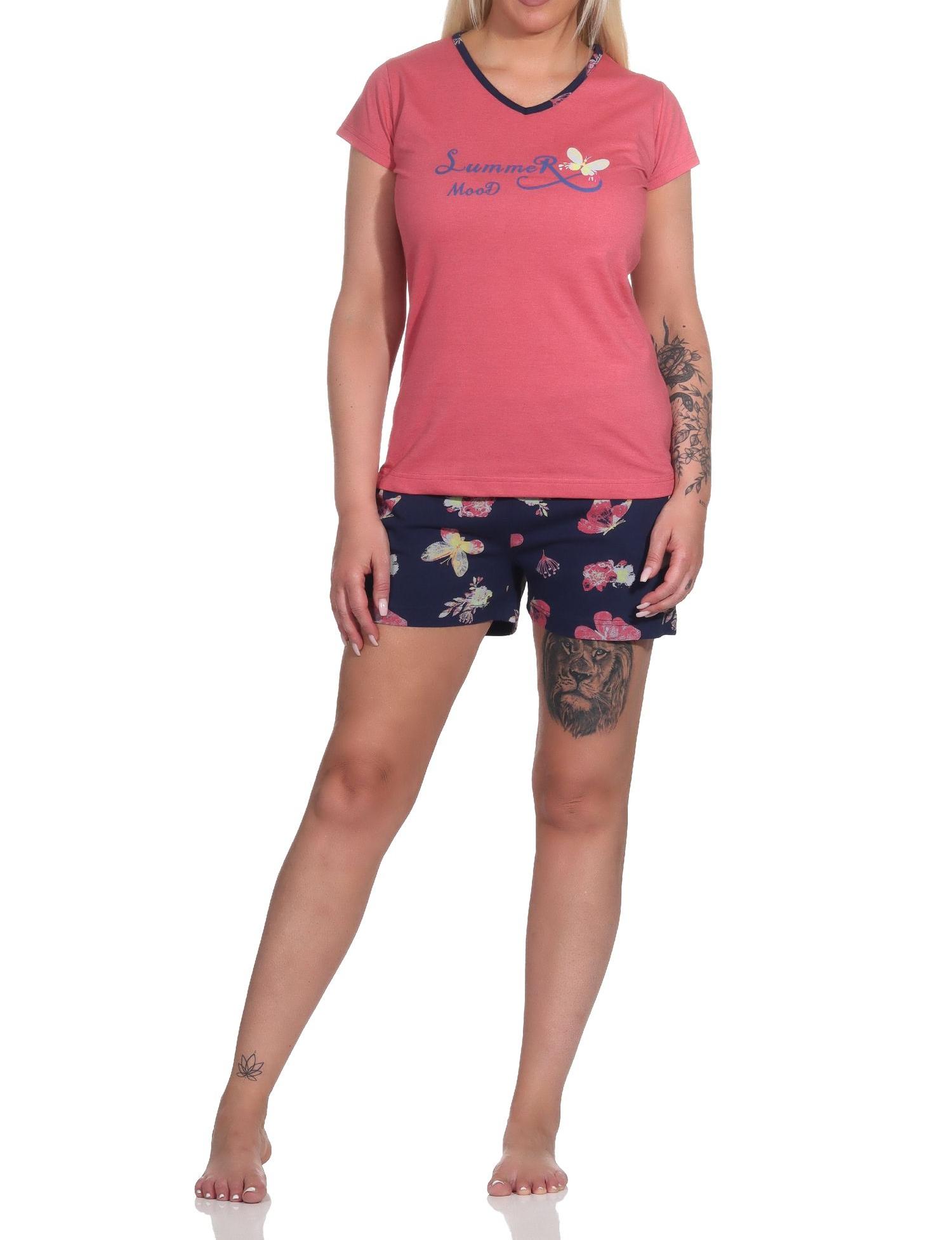 Normann Damen kurzarm Shorty Schlafanzug mit Schmetterling als Motiv - auch in Übergrössen Normann Damen kurzarm Shorty Schlafanzug mit Schmetterling als Motiv - auch in Übergrössen