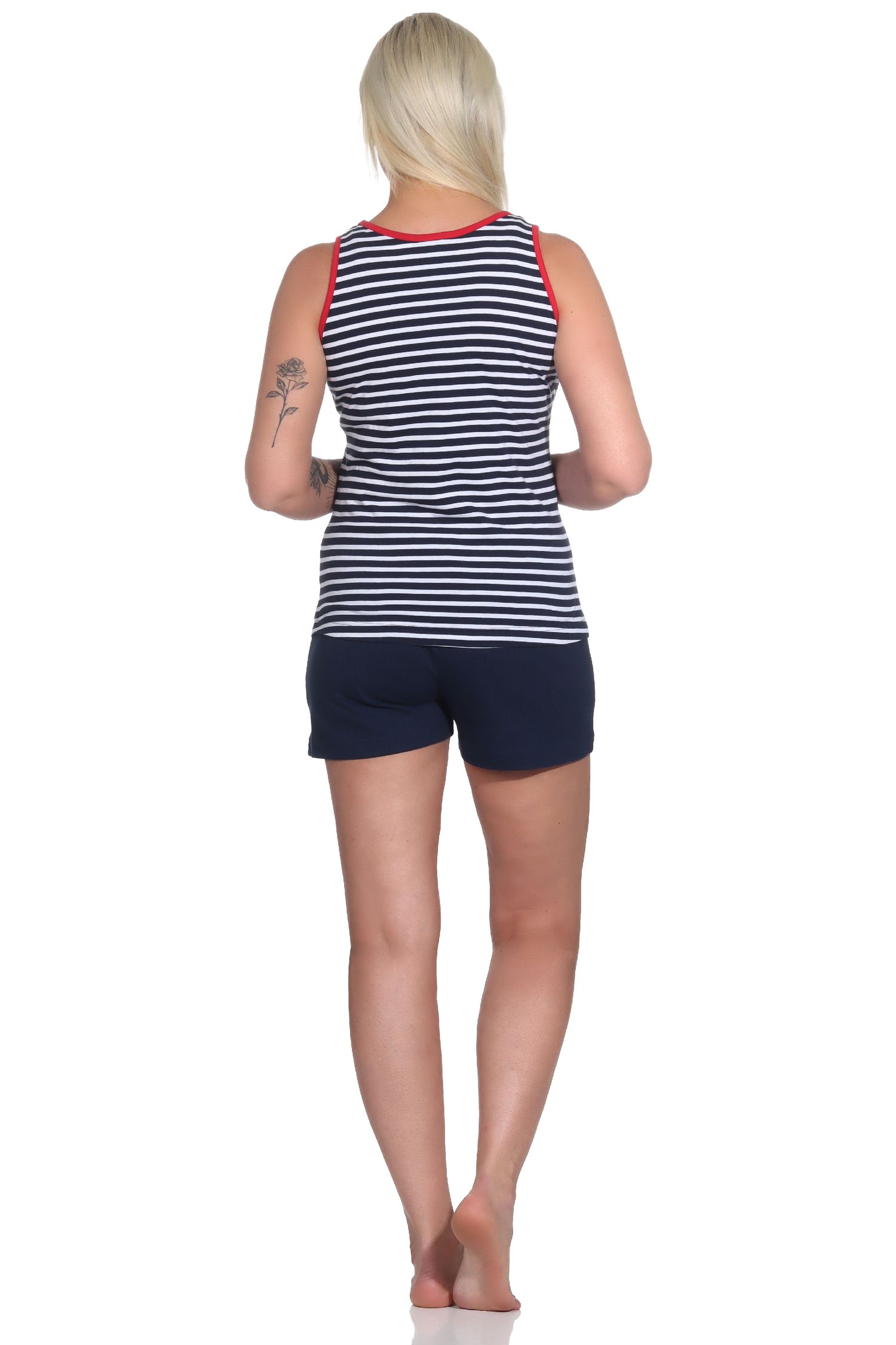 Maritimer ärmelloser Damen Shorty Schlafanzug mit Leuchturm Motiv – auch in Übergrößen - 123 206 90 920 Maritimer ärmelloser Damen Shorty Schlafanzug mit Leuchturm Motiv – auch in Übergrößen
