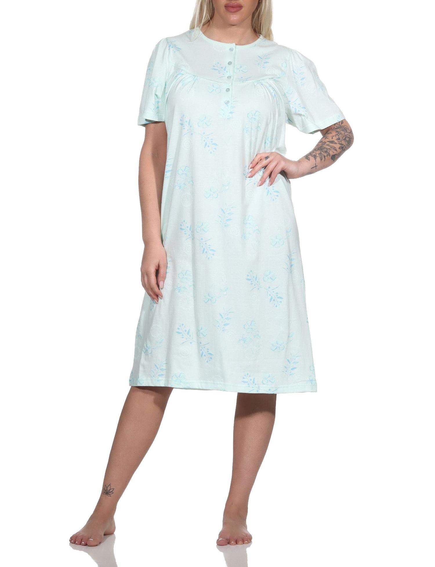 Normann Damen kurzarm Nachthemd im klassischen fraulichen Design mit Knopfleiste am Hals Normann Damen kurzarm Nachthemd im klassischen fraulichen Design mit Knopfleiste am Hals