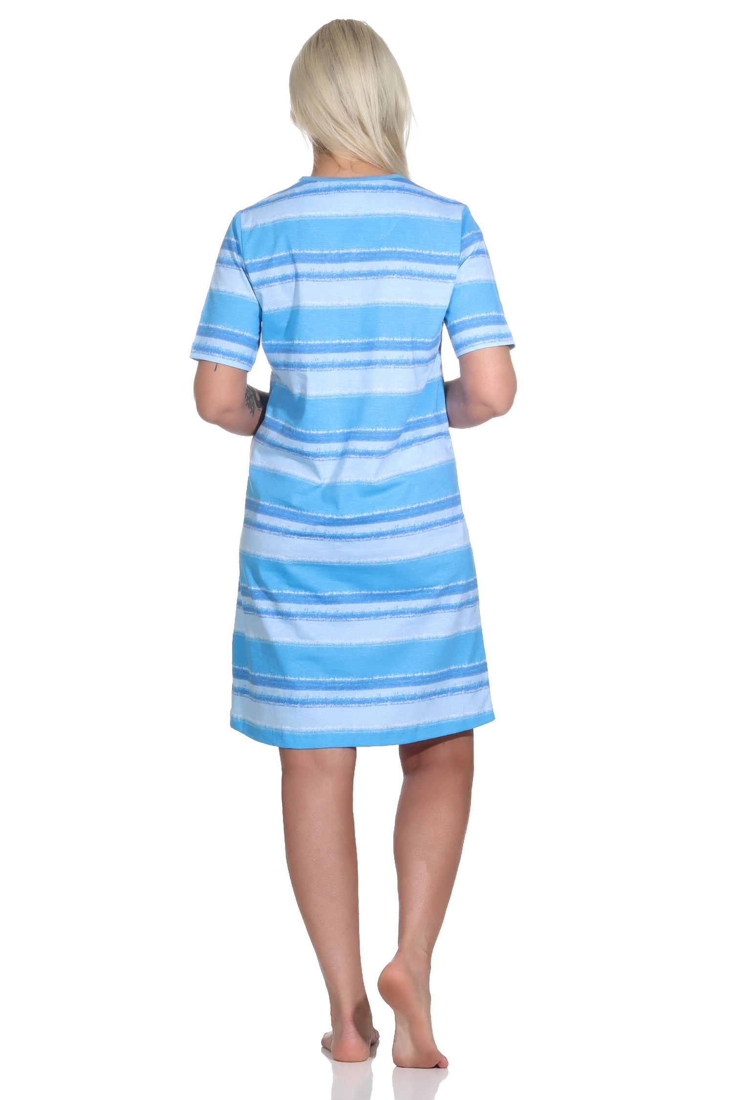 Normann Damen kurzarm Nachthemd im farbenfrohen Streifen Look - 123 214 90 464 Normann Damen kurzarm Nachthemd im farbenfrohen Streifen Look