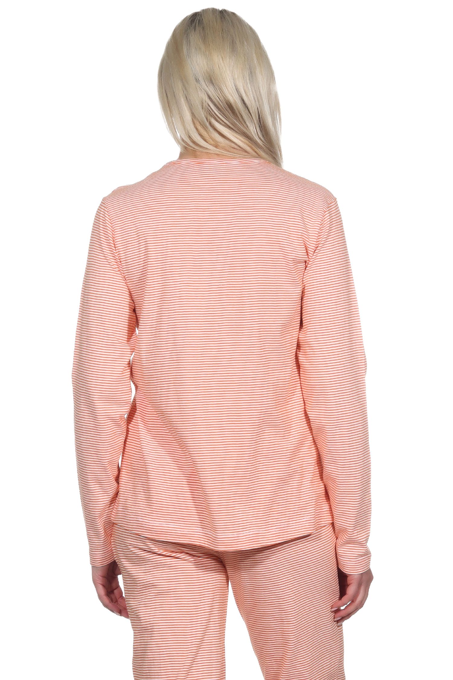 Damen Schlafanzug Shirt langarm Pyjama Oberteil Mix & Match in Streifenoptik