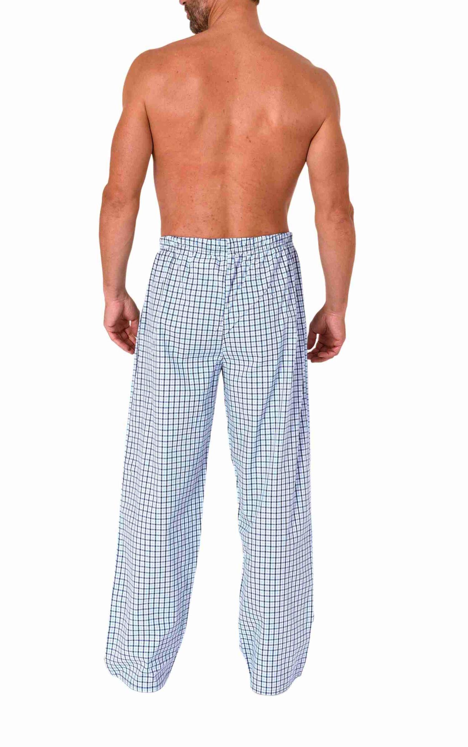 Herren Schlafanzug Pyjama Hose lang kariert aus Baumwolle