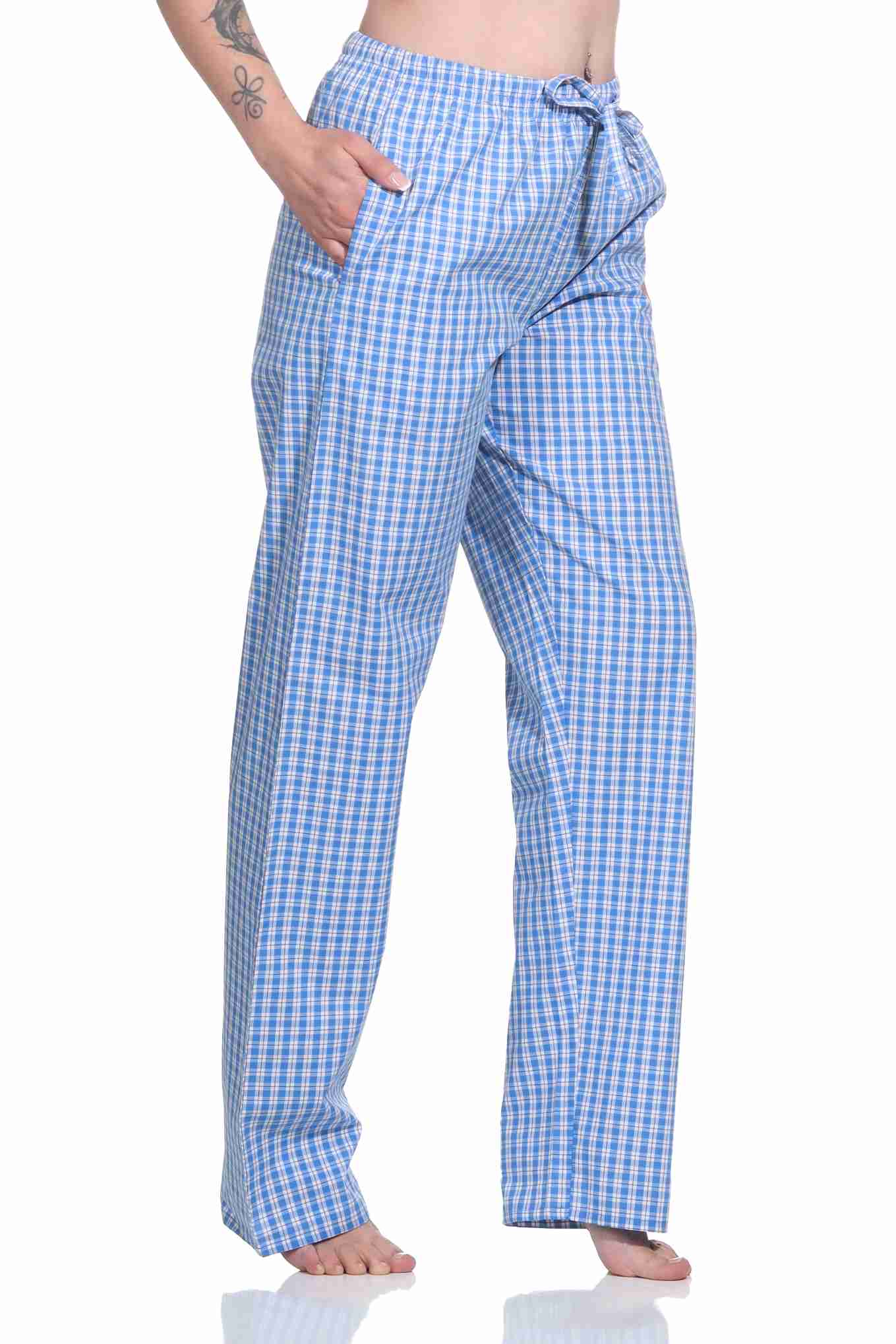 Damen Schlafanzug Hose lang gewebt aus Baumwolle – ideal zum relaxen