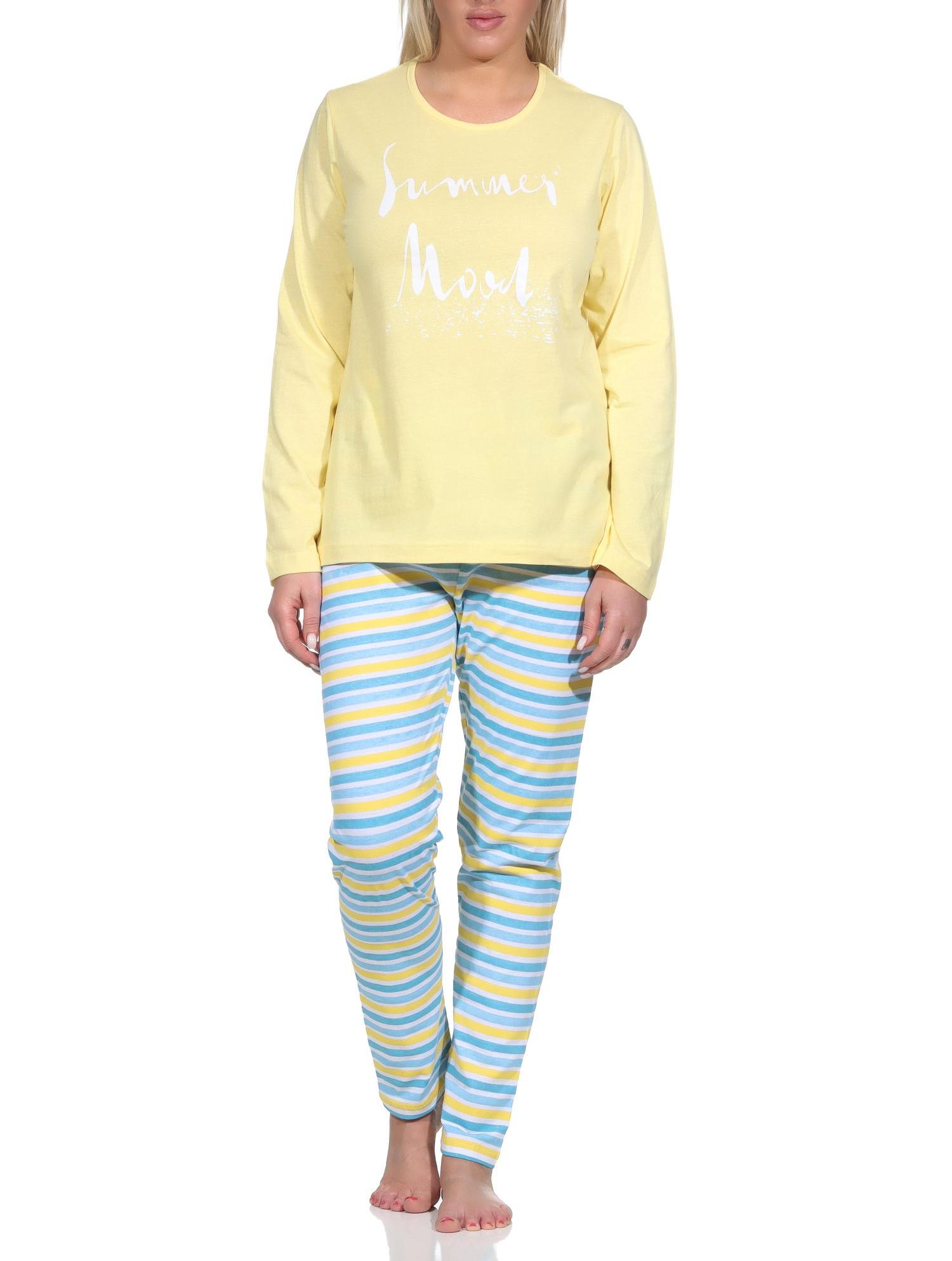 Sommerlicher Damen Pyjama Schlafanzug mit Ringeln in strahlenden Farben Sommerlicher Damen Pyjama Schlafanzug mit Ringeln in strahlenden Farben