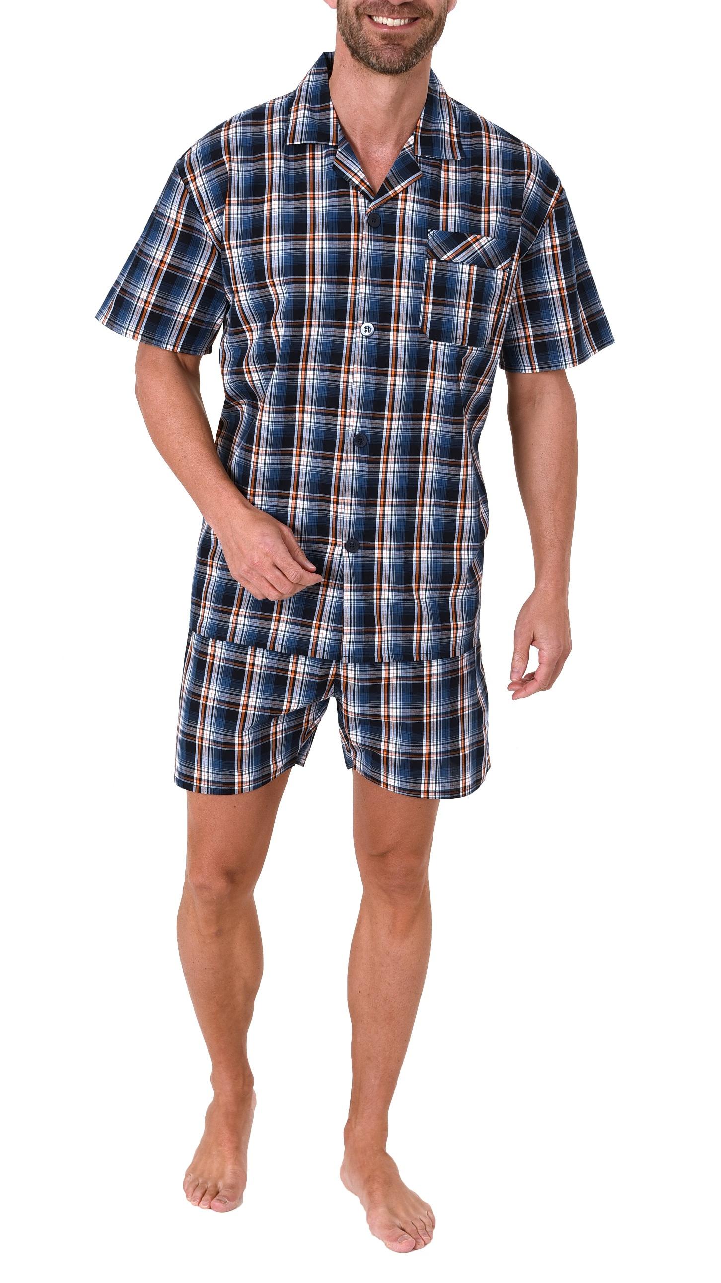 Normann Herren Schlafanzug Shorty Pyjama kurzarm gewebt zum Knöpfen Normann Herren Schlafanzug Shorty Pyjama kurzarm gewebt zum Knöpfen