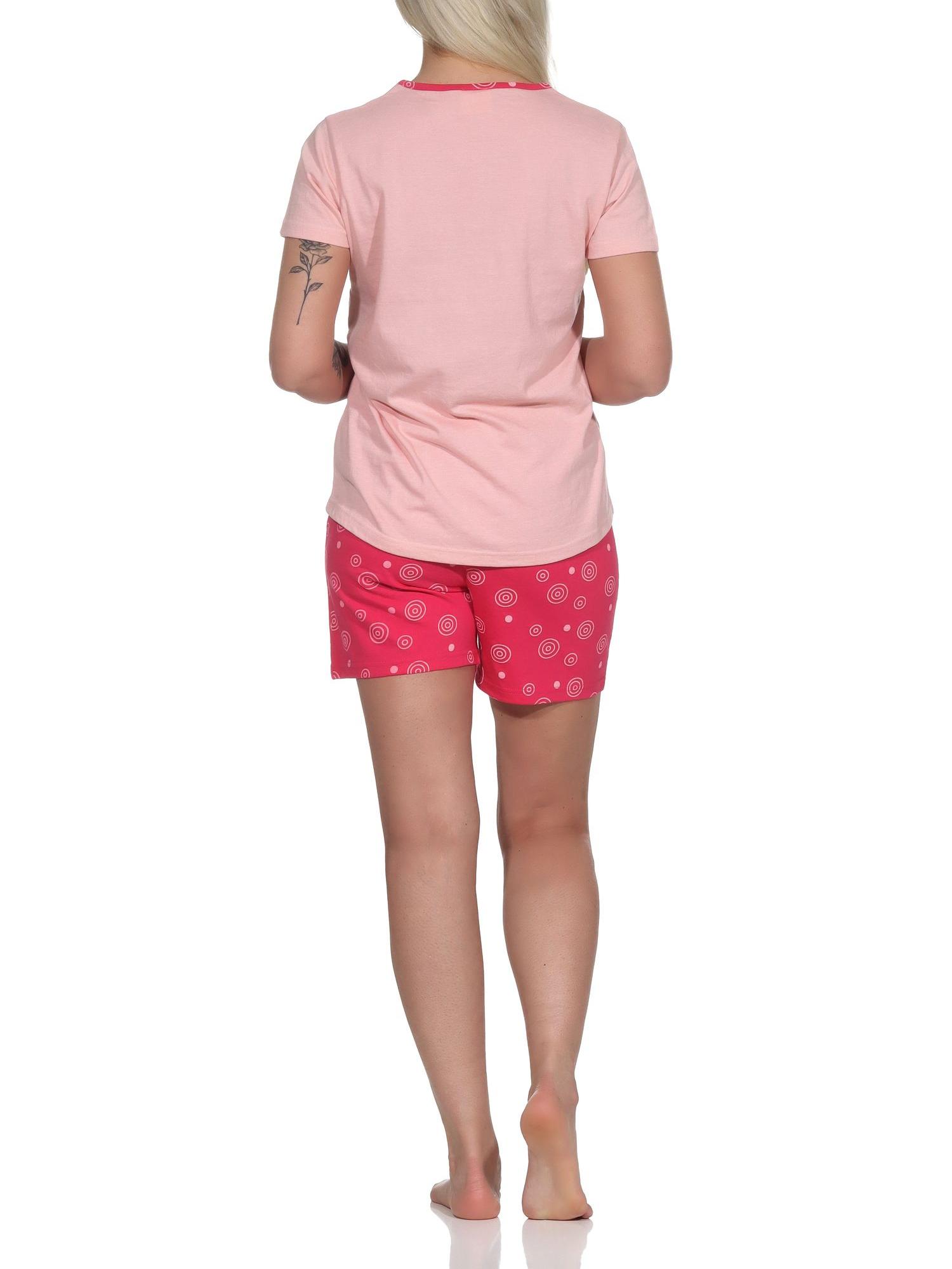 Süßer Damen Shorty Schlafanzug kurzarm mit Eulen-Motiv und Punkten - 123 205 10 802 Süßer Damen Shorty Schlafanzug kurzarm mit Eulen-Motiv und Punkten