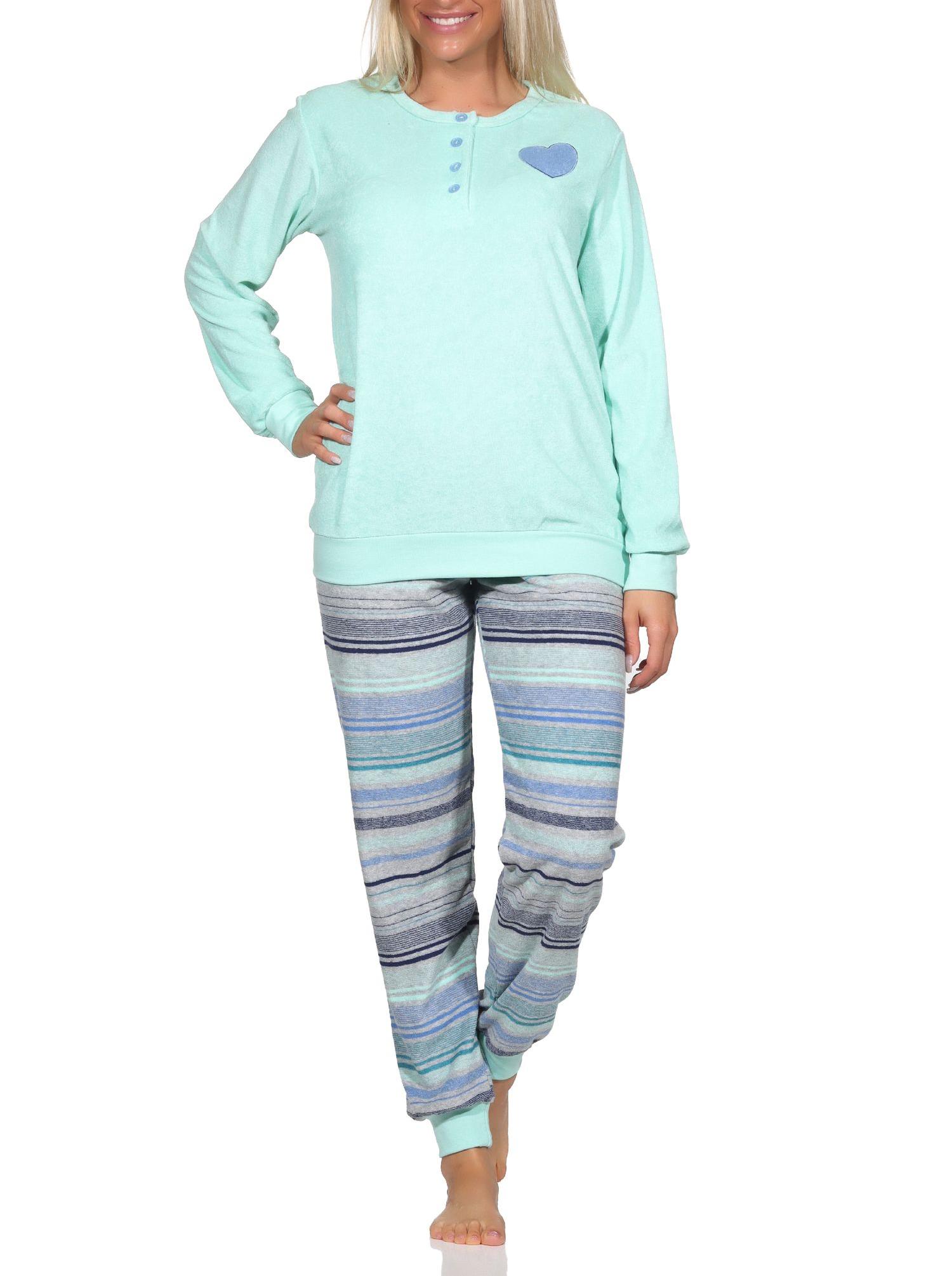 Normann Damen Frottee langarm Schlafanzug Pyjama in Streifenoptik - auch in Übergrössen Normann Damen Frottee langarm Schlafanzug Pyjama in Streifenoptik - auch in Übergrössen