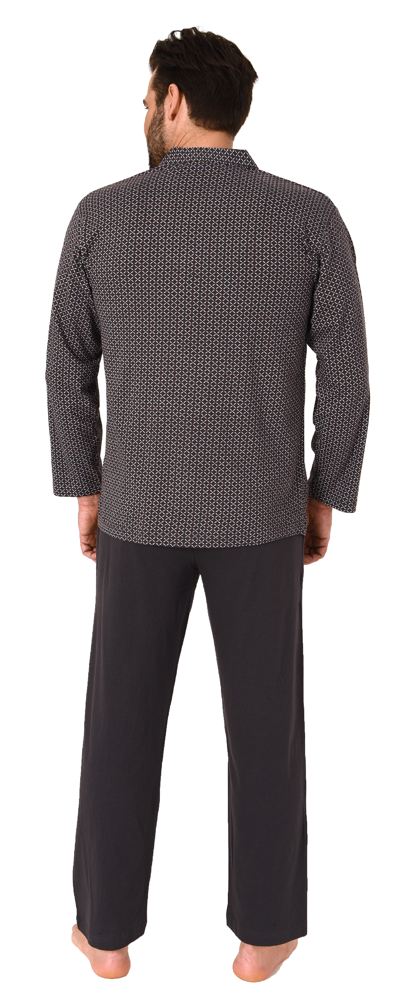 Normann Herren Langarm Schlafanzug Jersey Pyjama zum durchknöpfen, auch in Übergrössen