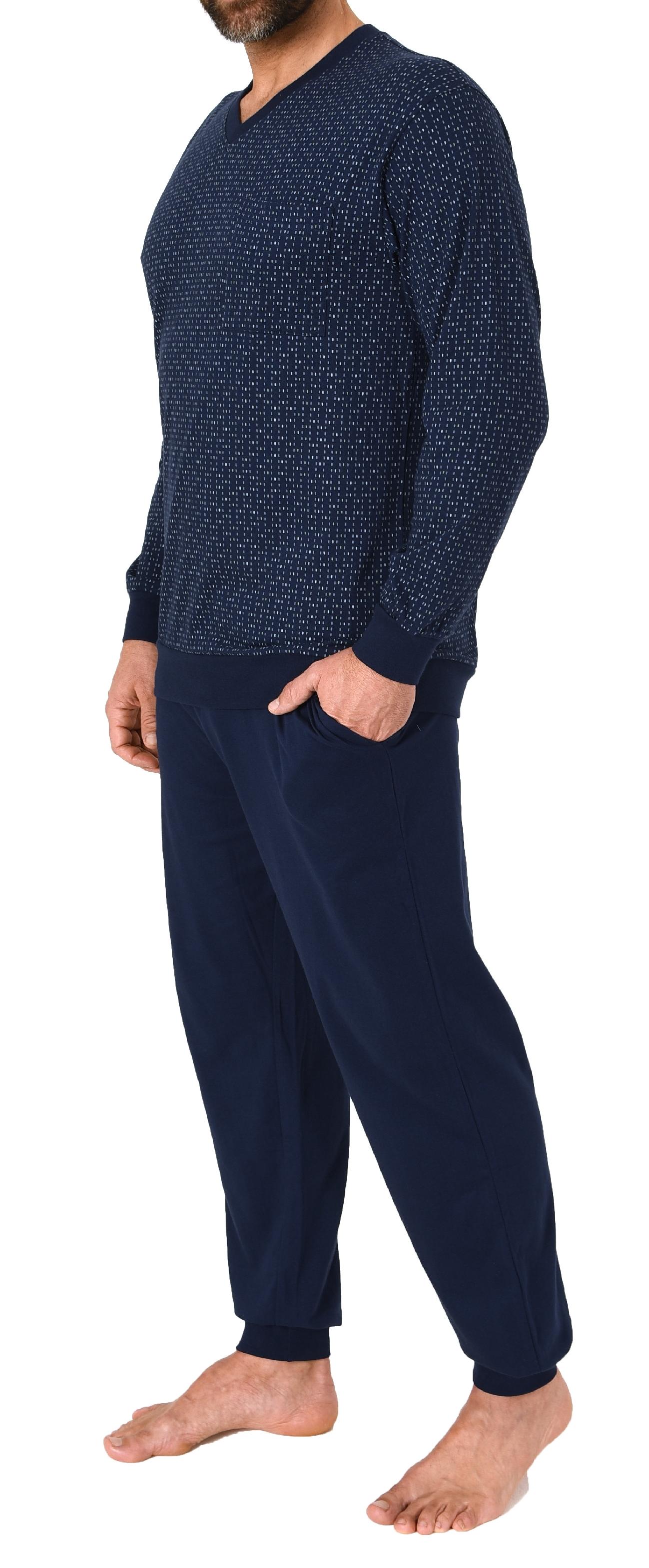 Normann Herren Langarm Schlafanzug Pyjama mit Bündchen in eleganter Minimalprint Optik