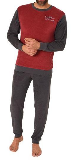Lässiger Herren langarm Frottee Pyjama mit Rundhals-Ausschnitt & Bündchen, auch in Übergrößen Lässiger Herren langarm Frottee Pyjama mit Rundhals-Ausschnitt & Bündchen, auch in Übergrößen