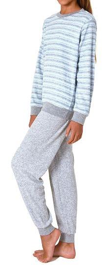 Mädchen Frottee Pyjama in Ringel-Optik, warmer Schlafanzug mit Bündchen in tollen Farben Mädchen Frottee Pyjama in Ringel-Optik, warmer Schlafanzug mit Bündchen in tollen Farben