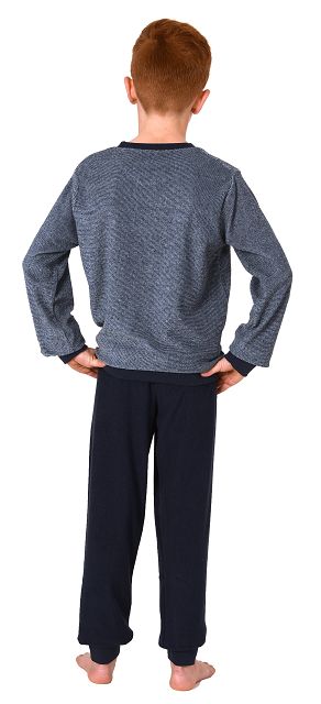 Warmer Jungen Frottee Pyjama / Schlafanzug mit Bündchen und Stickerei Warmer Jungen Frottee Pyjama / Schlafanzug mit Bündchen und Stickerei