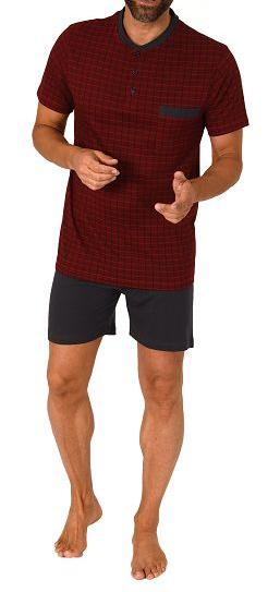 Karierter Herren Shorty Pyjama mit Knopfleiste und Brusttasche - bis Größe 64 Karierter Herren Shorty Pyjama mit Knopfleiste und Brusttasche - bis Größe 64