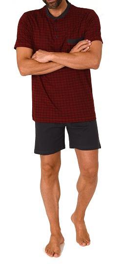 Karierter Herren Shorty Pyjama mit Knopfleiste und Brusttasche - bis Größe 64 Karierter Herren Shorty Pyjama mit Knopfleiste und Brusttasche - bis Größe 64