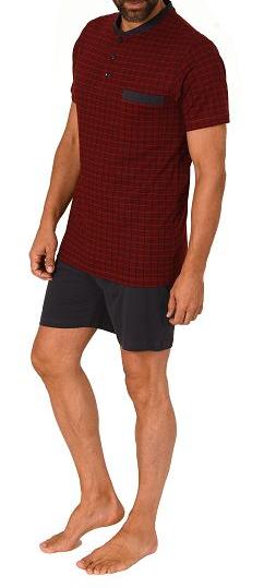 Karierter Herren Shorty Pyjama mit Knopfleiste und Brusttasche - bis Größe 64 Karierter Herren Shorty Pyjama mit Knopfleiste und Brusttasche - bis Größe 64