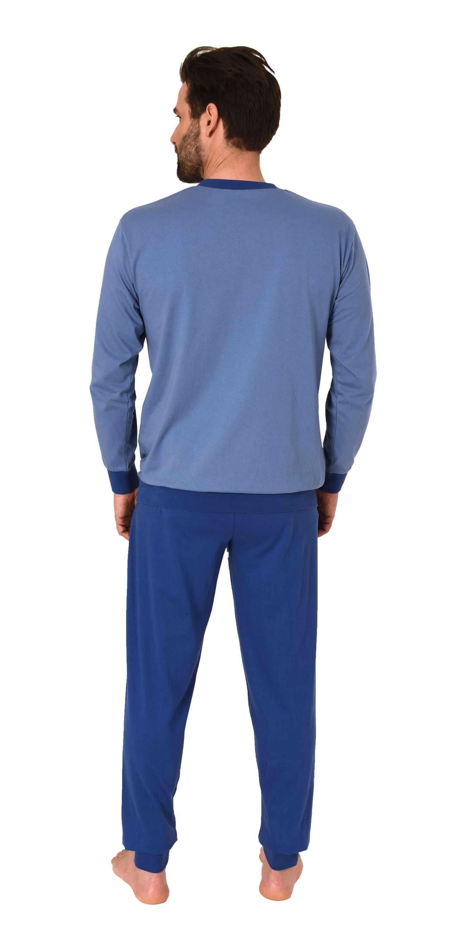 Lässiger Herren langarm Schlafanzug Homewear mit Bündchen Pyjama Hausanzug