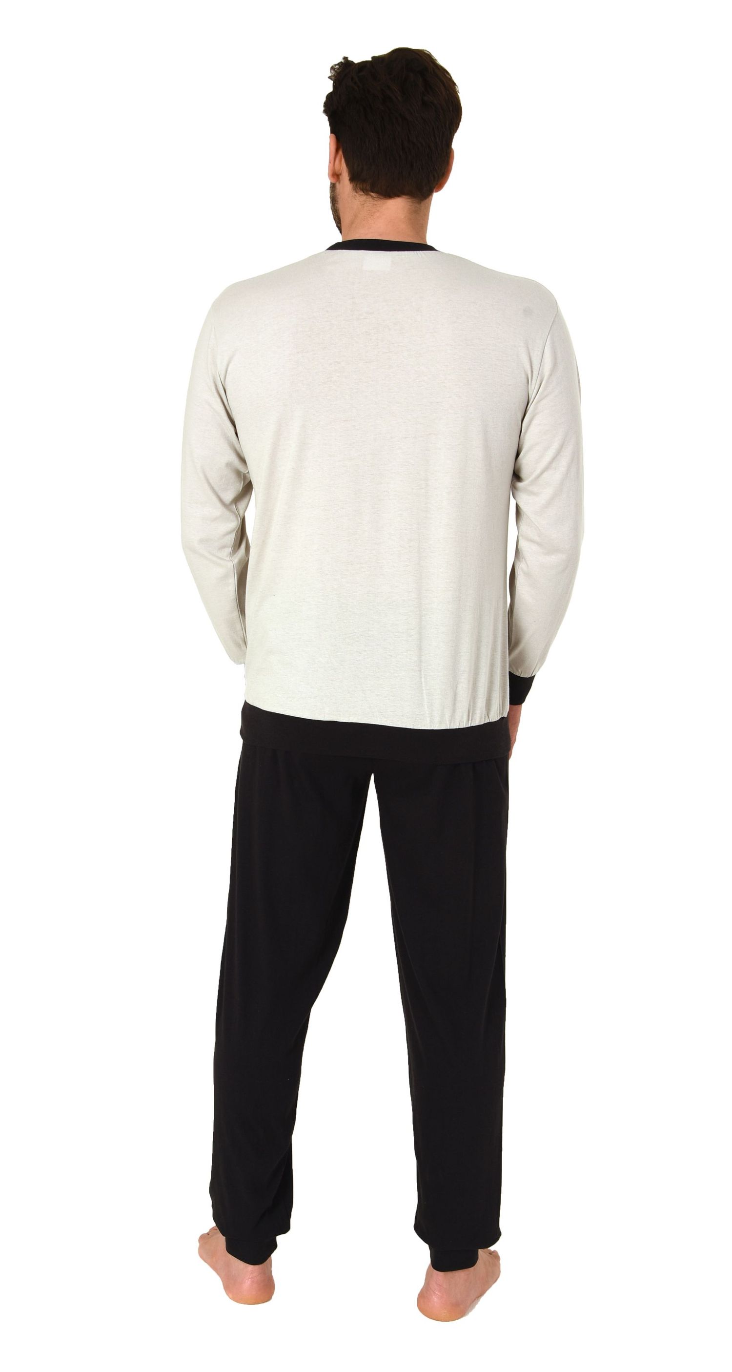 Lässiger Herren langarm Schlafanzug Homewear mit Bündchen Pyjama Hausanzug