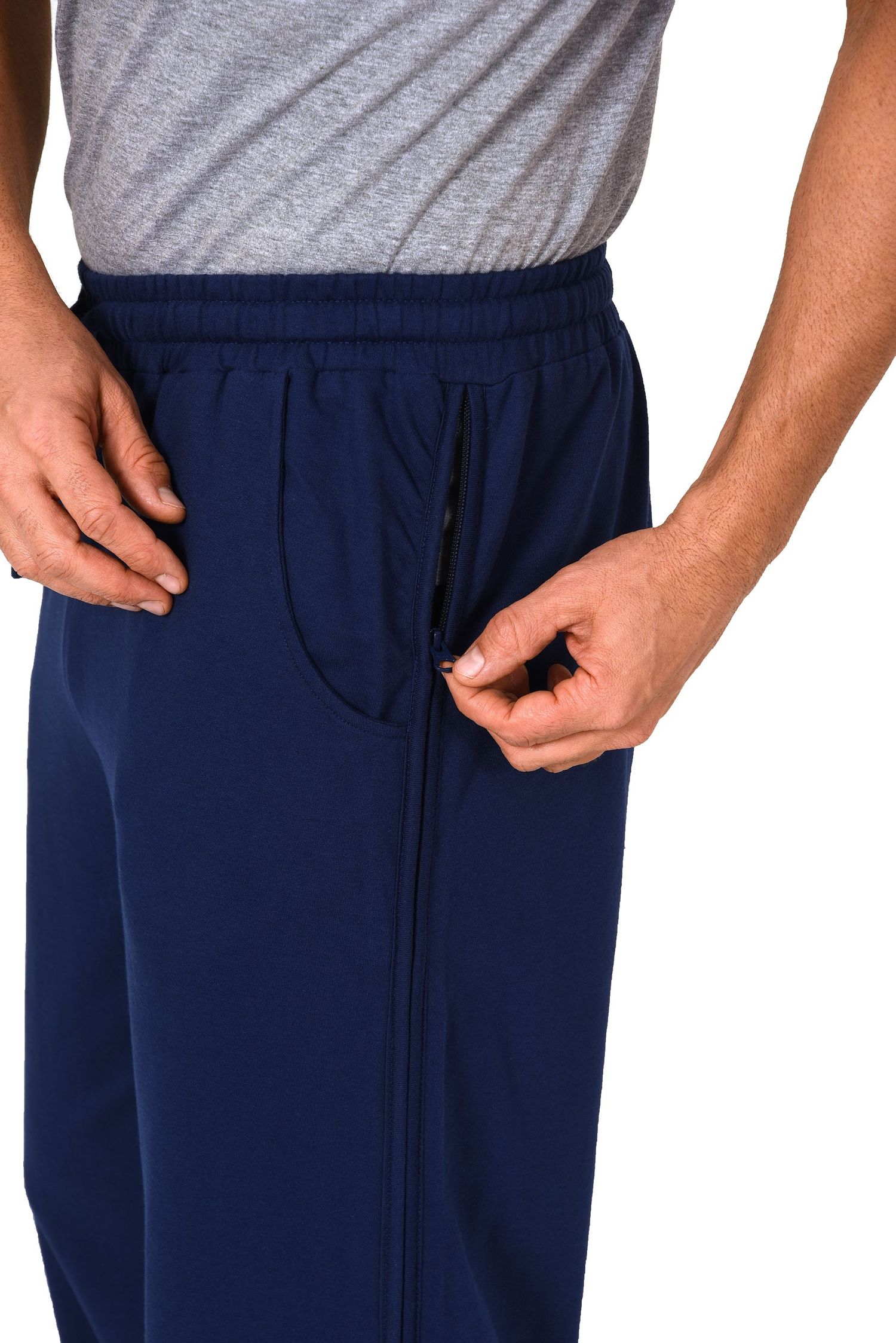 Herren Rehahose mit seitlichen Reißverschluß Jogginghose für Reha, Physio, Gipsbein