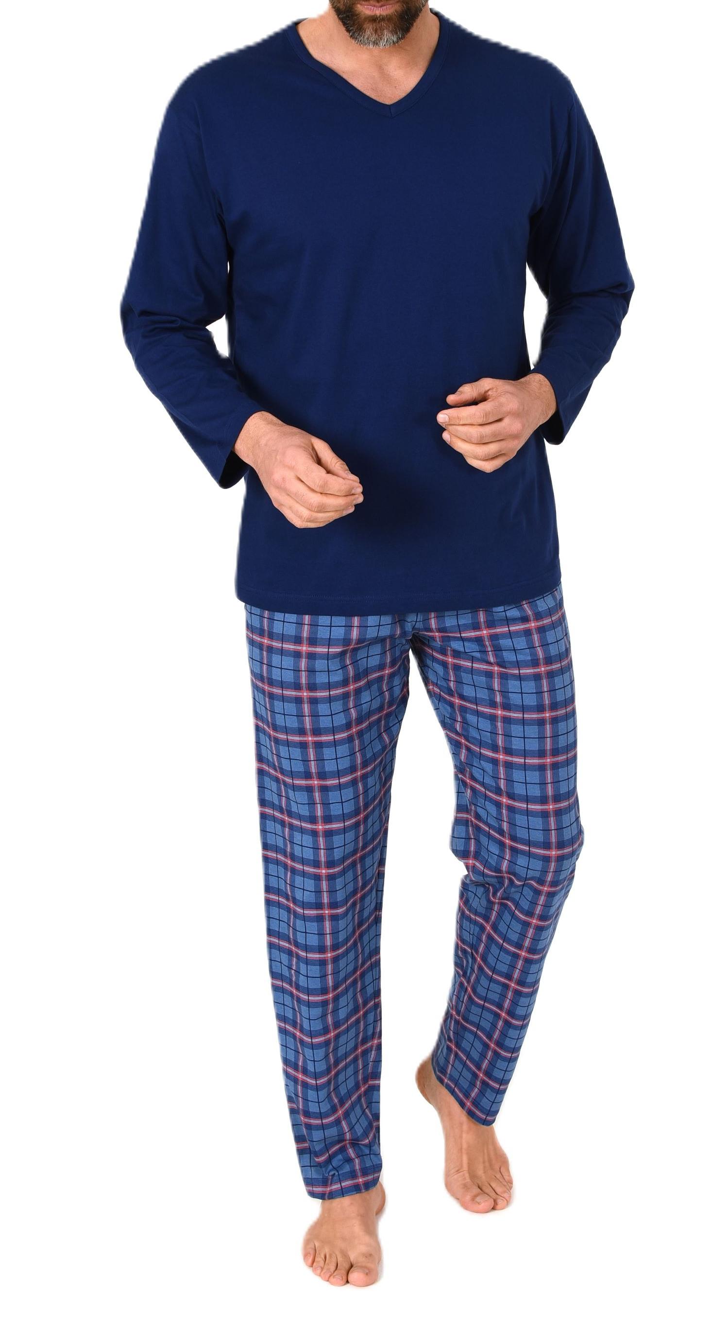 Normann Herren Schlafanzug lang mit Jersey Pyjama Hose in Karo Optik - auch in Übergrößen Normann Herren Schlafanzug lang mit Jersey Pyjama Hose in Karo Optik - auch in Übergrößen