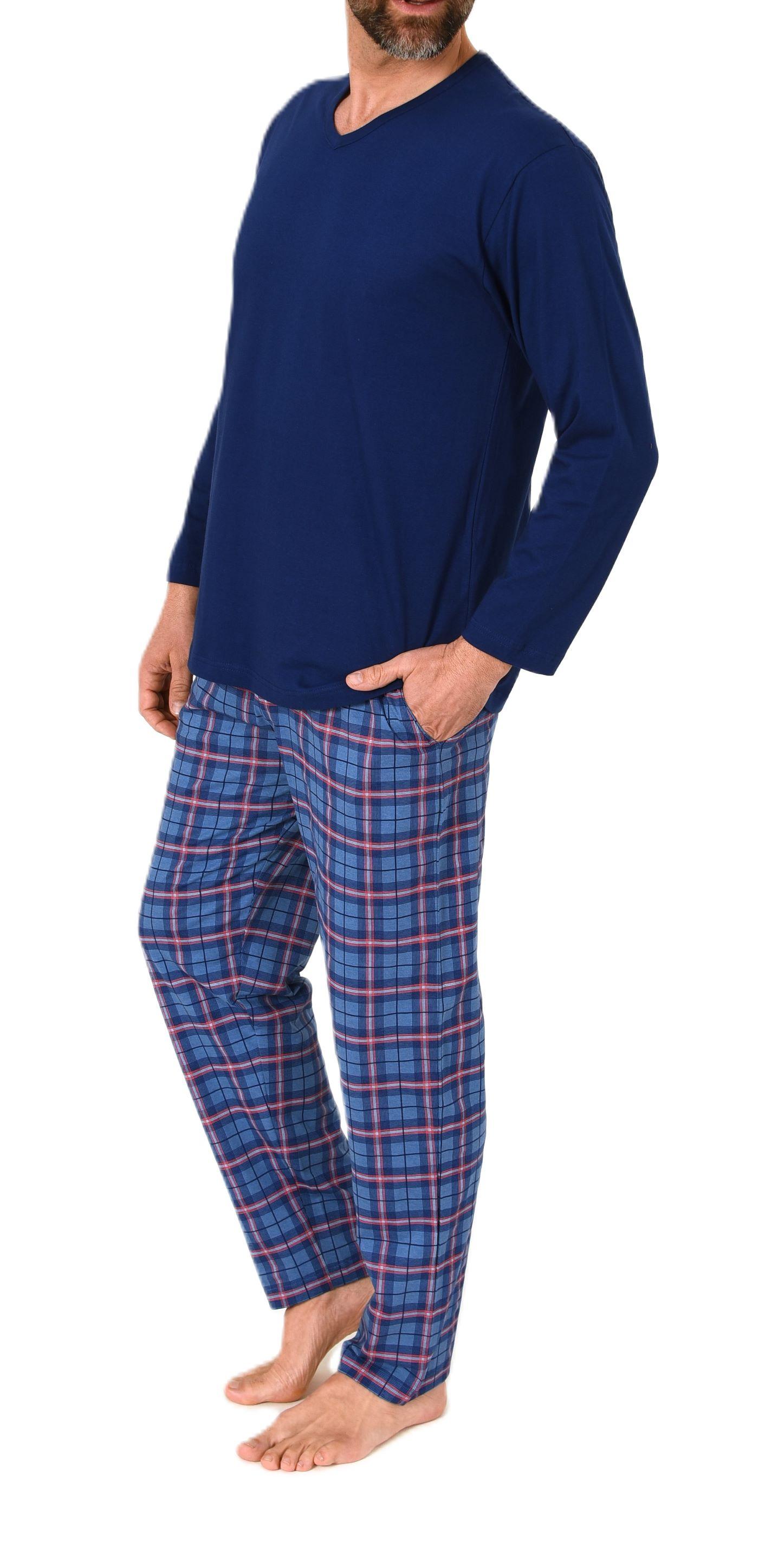 Normann Herren Schlafanzug lang mit Jersey Pyjama Hose in Karo Optik - auch in Übergrößen Normann Herren Schlafanzug lang mit Jersey Pyjama Hose in Karo Optik - auch in Übergrößen