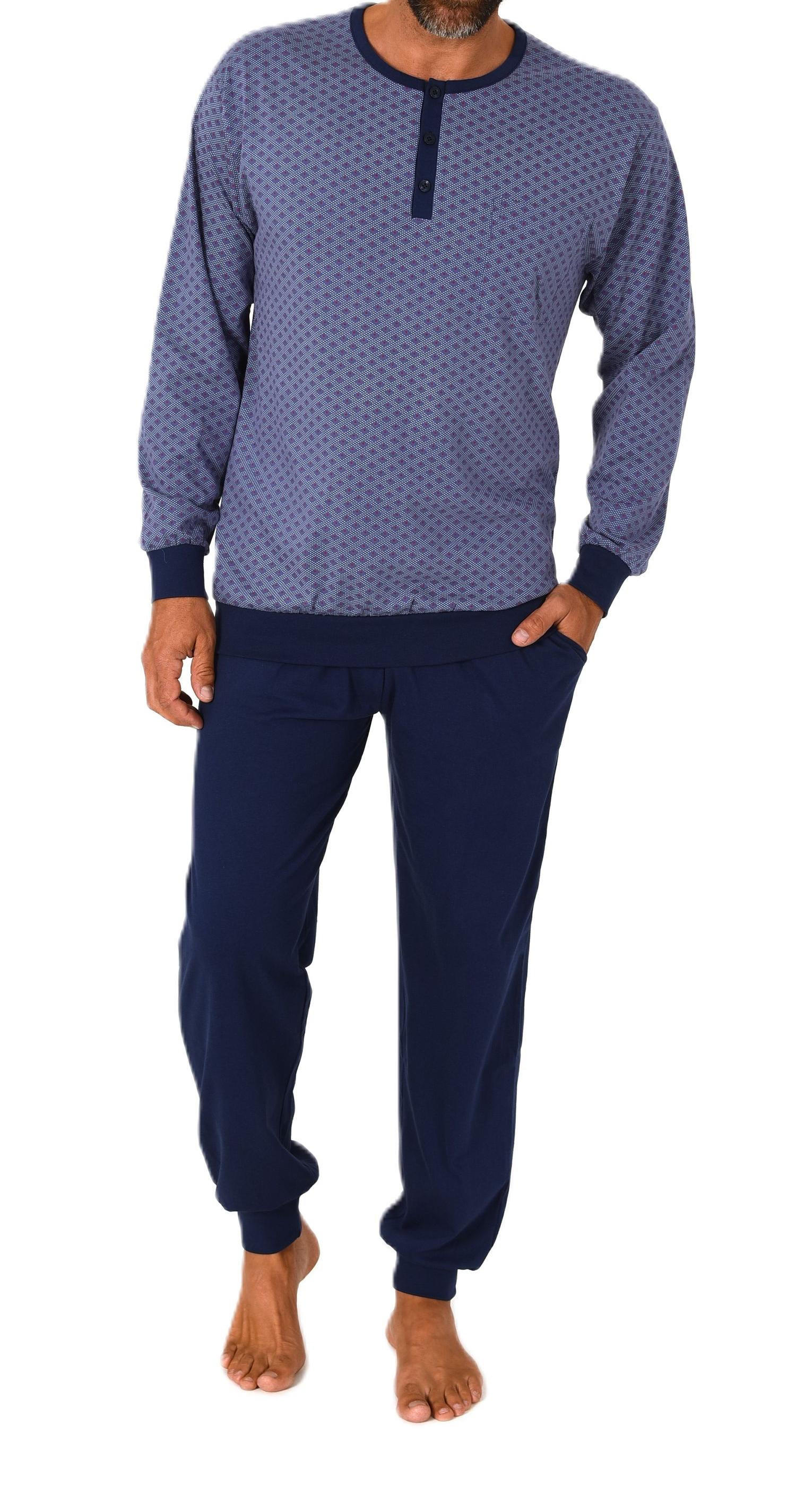 Normann Herren Schlafanzug lang mit Bündchen Pyjama aus 100 % Baumwolle in edler Optik Normann Herren Schlafanzug lang mit Bündchen Pyjama aus 100 % Baumwolle in edler Optik