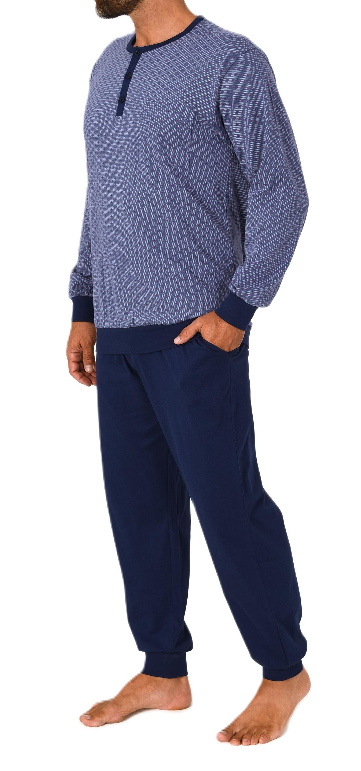 Normann Herren Schlafanzug lang mit Bündchen Pyjama aus 100 % Baumwolle in edler Optik Normann Herren Schlafanzug lang mit Bündchen Pyjama aus 100 % Baumwolle in edler Optik