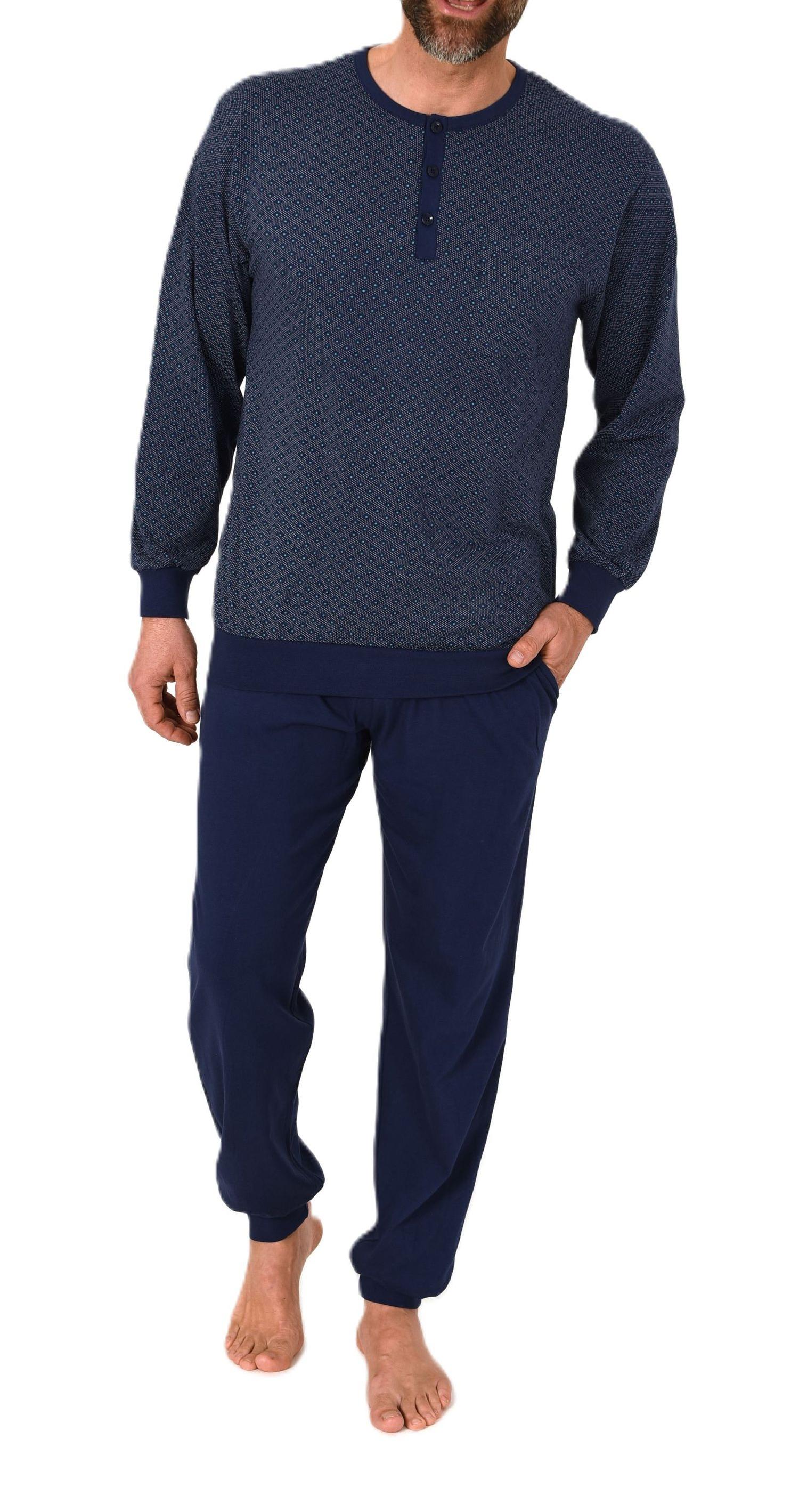 Normann Herren Schlafanzug lang mit Bündchen Pyjama aus 100 % Baumwolle in edler Optik Normann Herren Schlafanzug lang mit Bündchen Pyjama aus 100 % Baumwolle in edler Optik