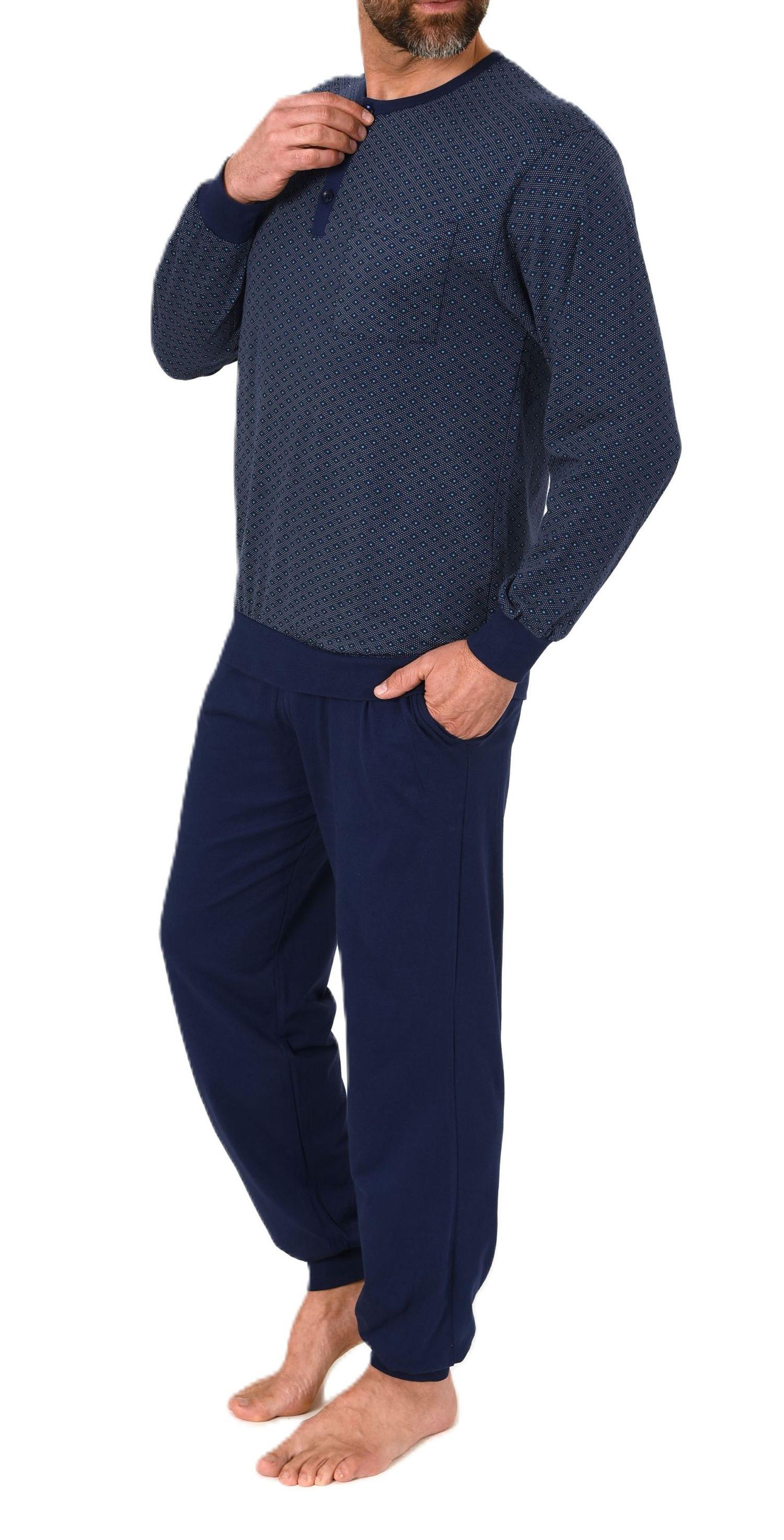 Normann Herren Schlafanzug lang mit Bündchen Pyjama aus 100 % Baumwolle in edler Optik Normann Herren Schlafanzug lang mit Bündchen Pyjama aus 100 % Baumwolle in edler Optik
